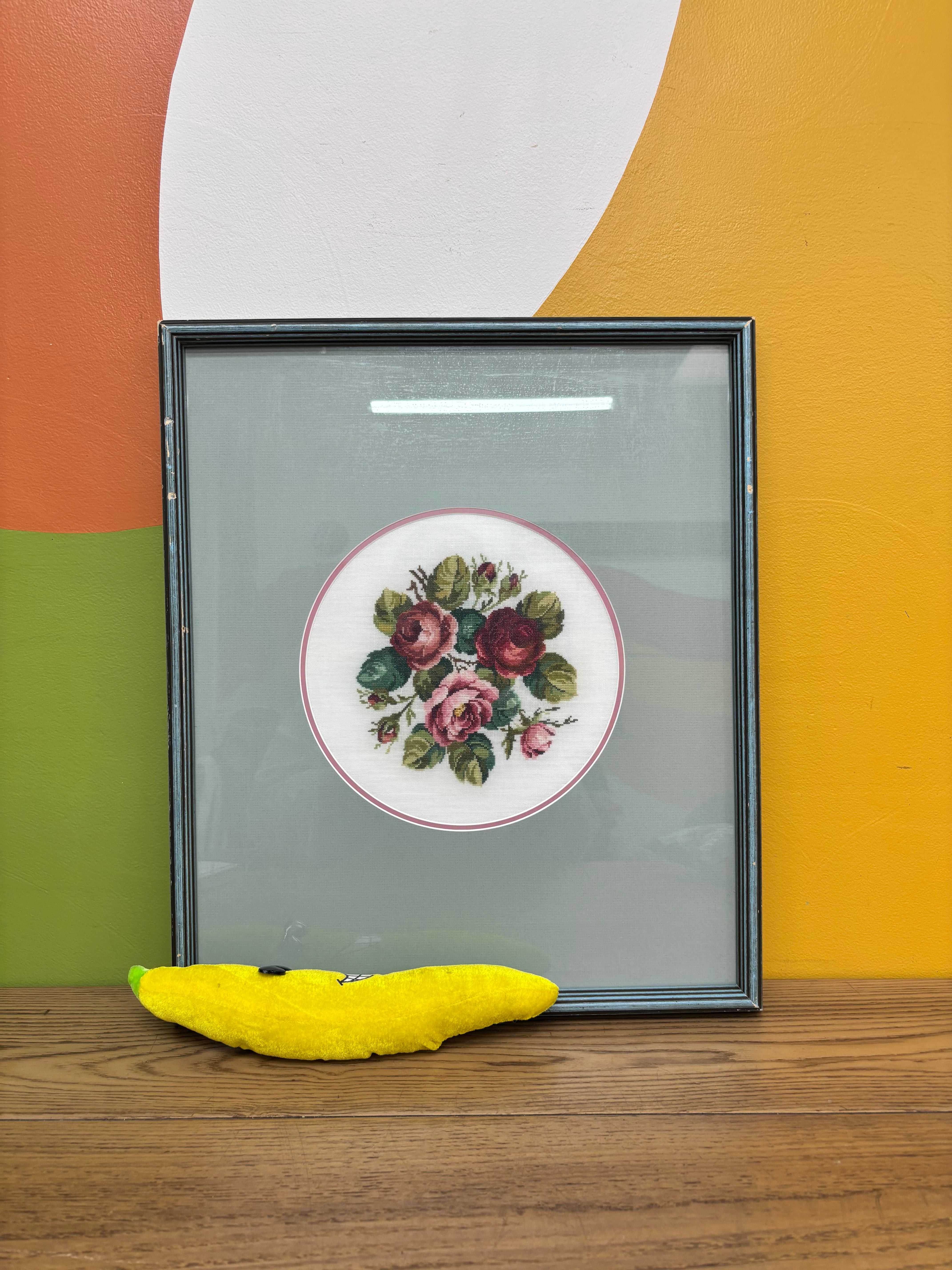Framed Floral Needlepoint