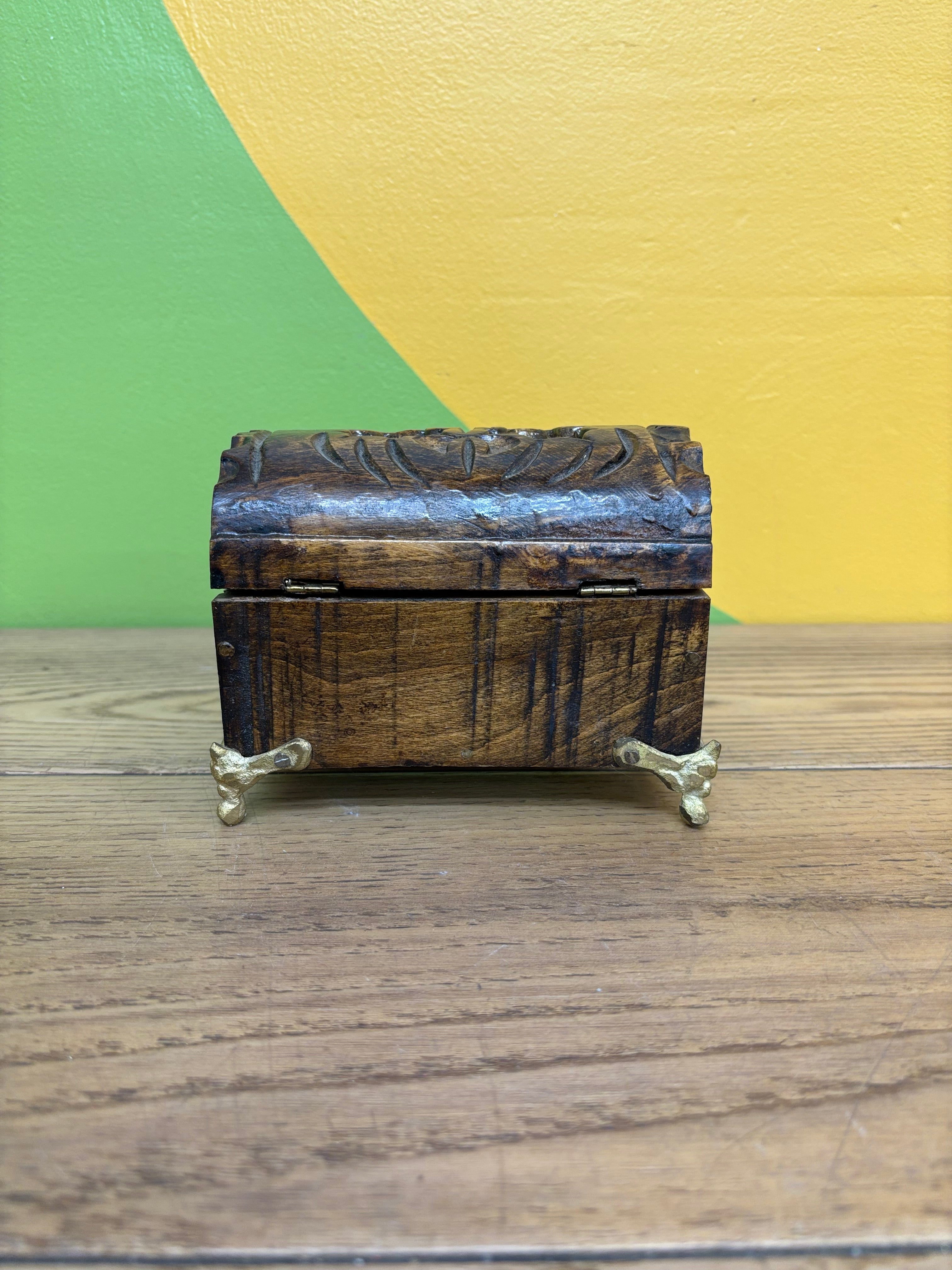 Small Wood Carved Jewlery Box