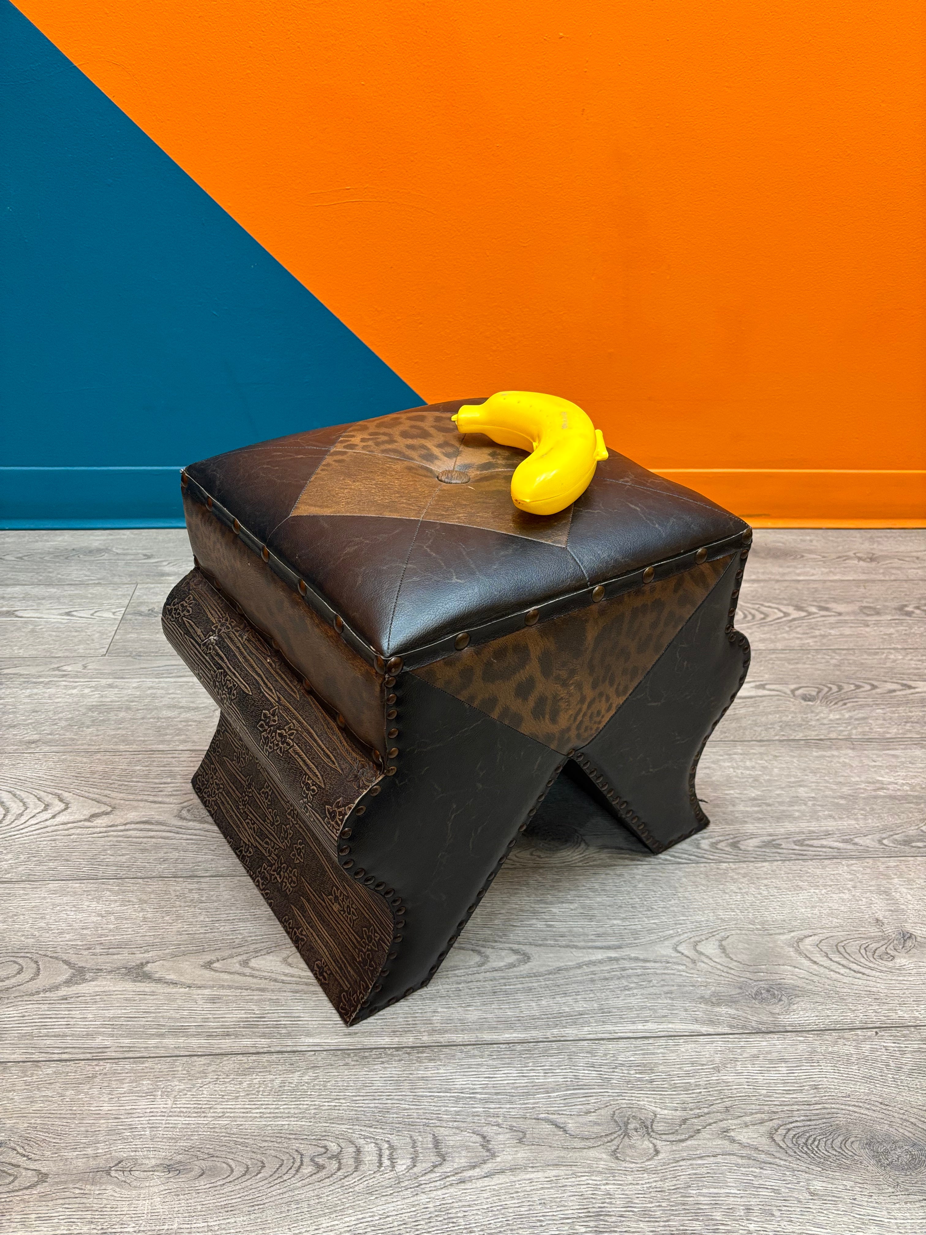 Faux Leather Ottoman