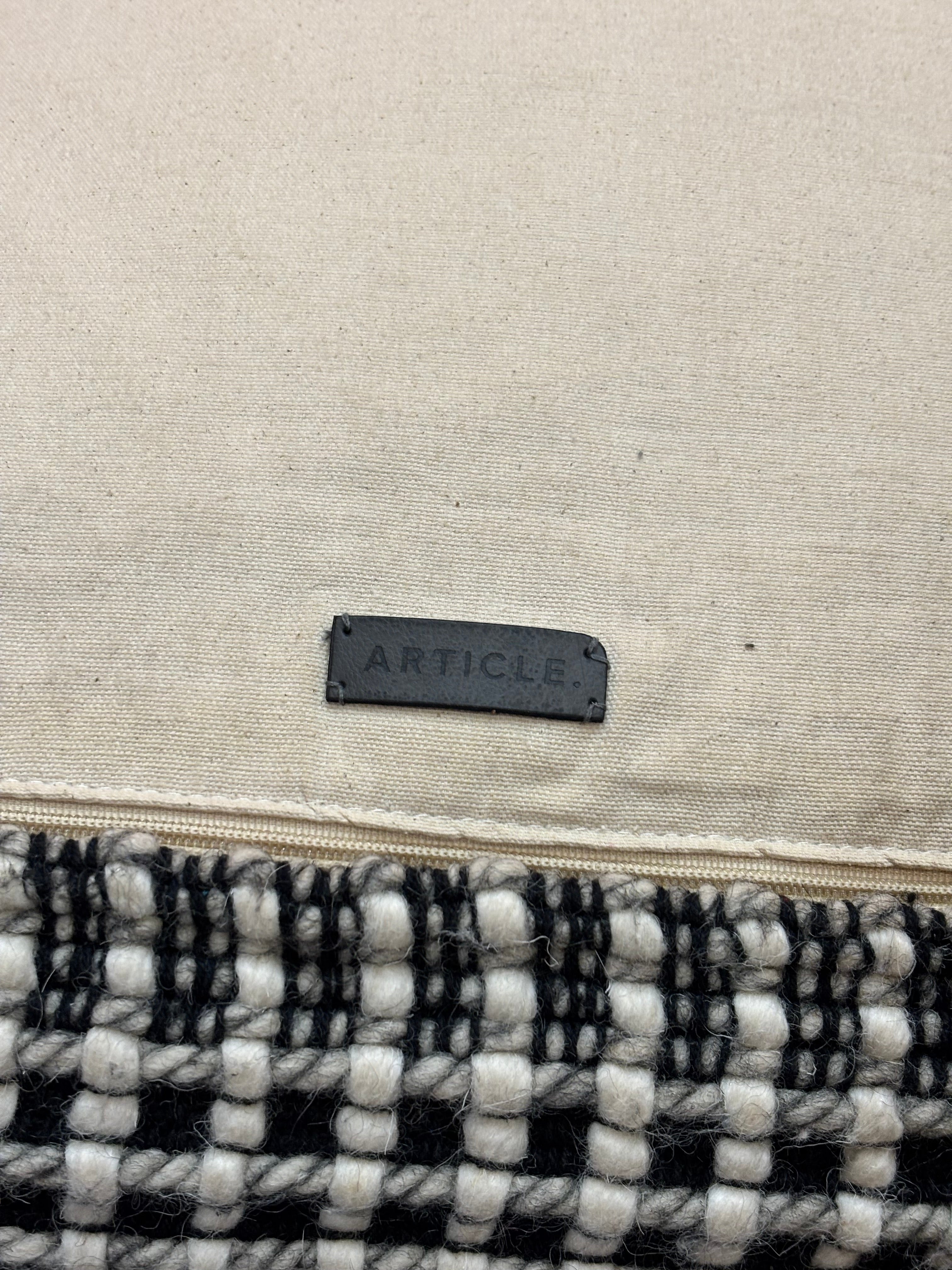 Square Black and White Pouf