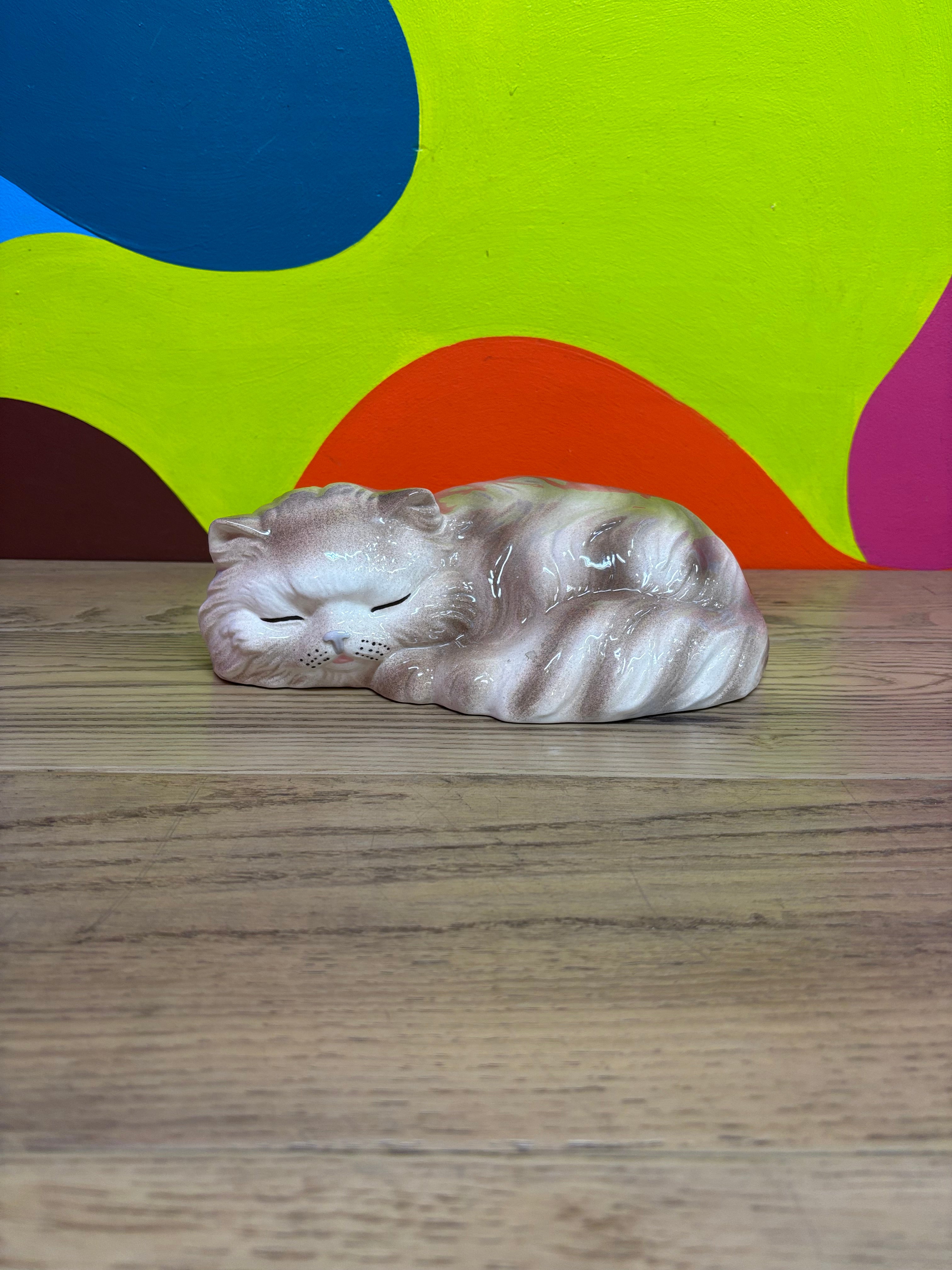 Ceramic Sleeping Cat Statue