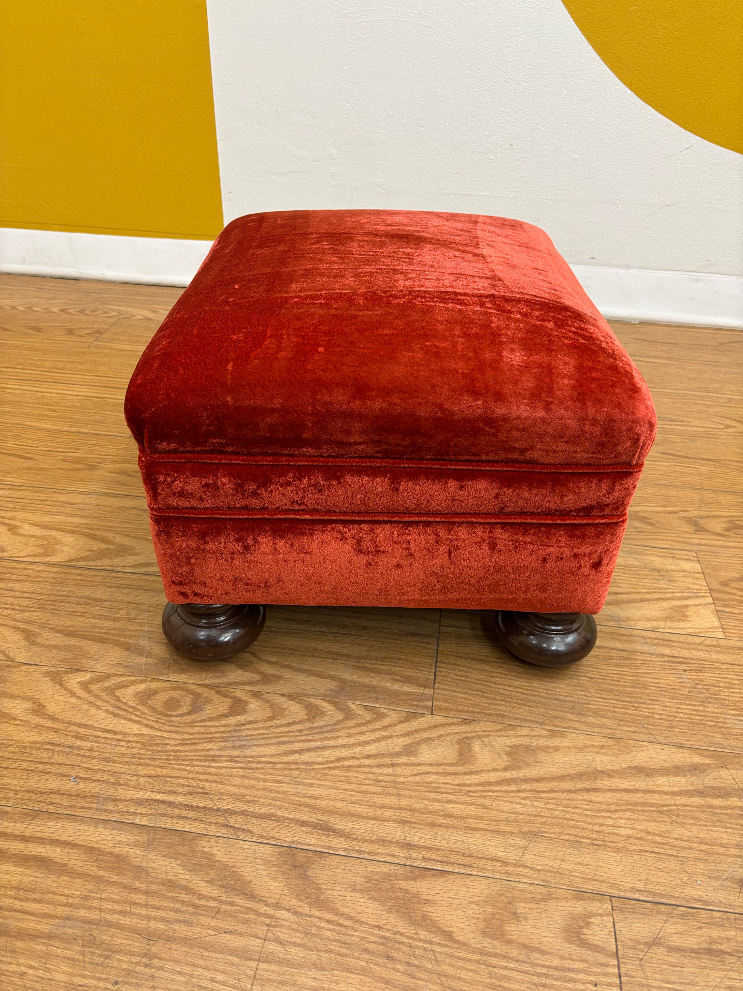 Red Velvet Ottoman