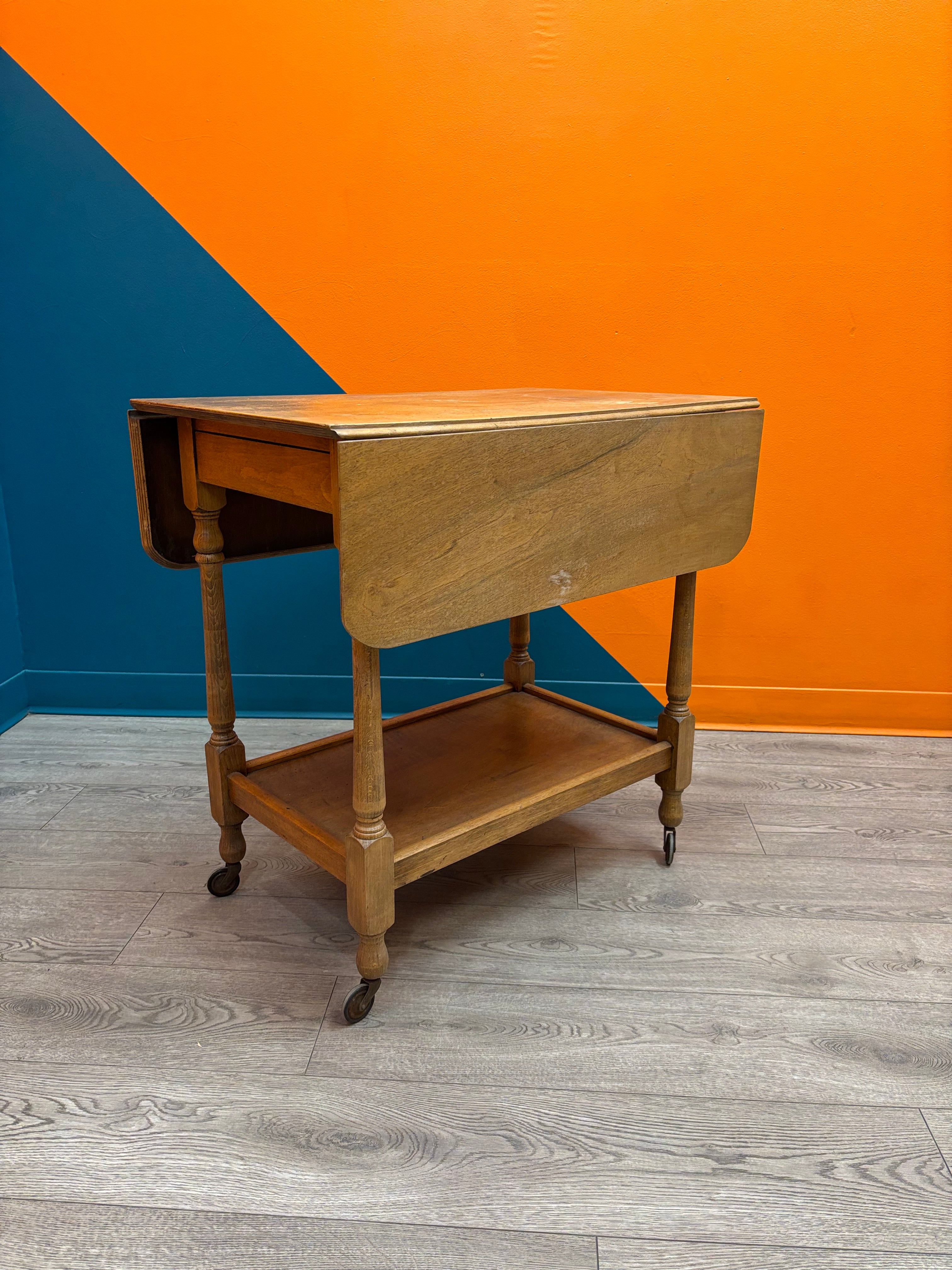 Wood Rolling Drop Leaf Cart