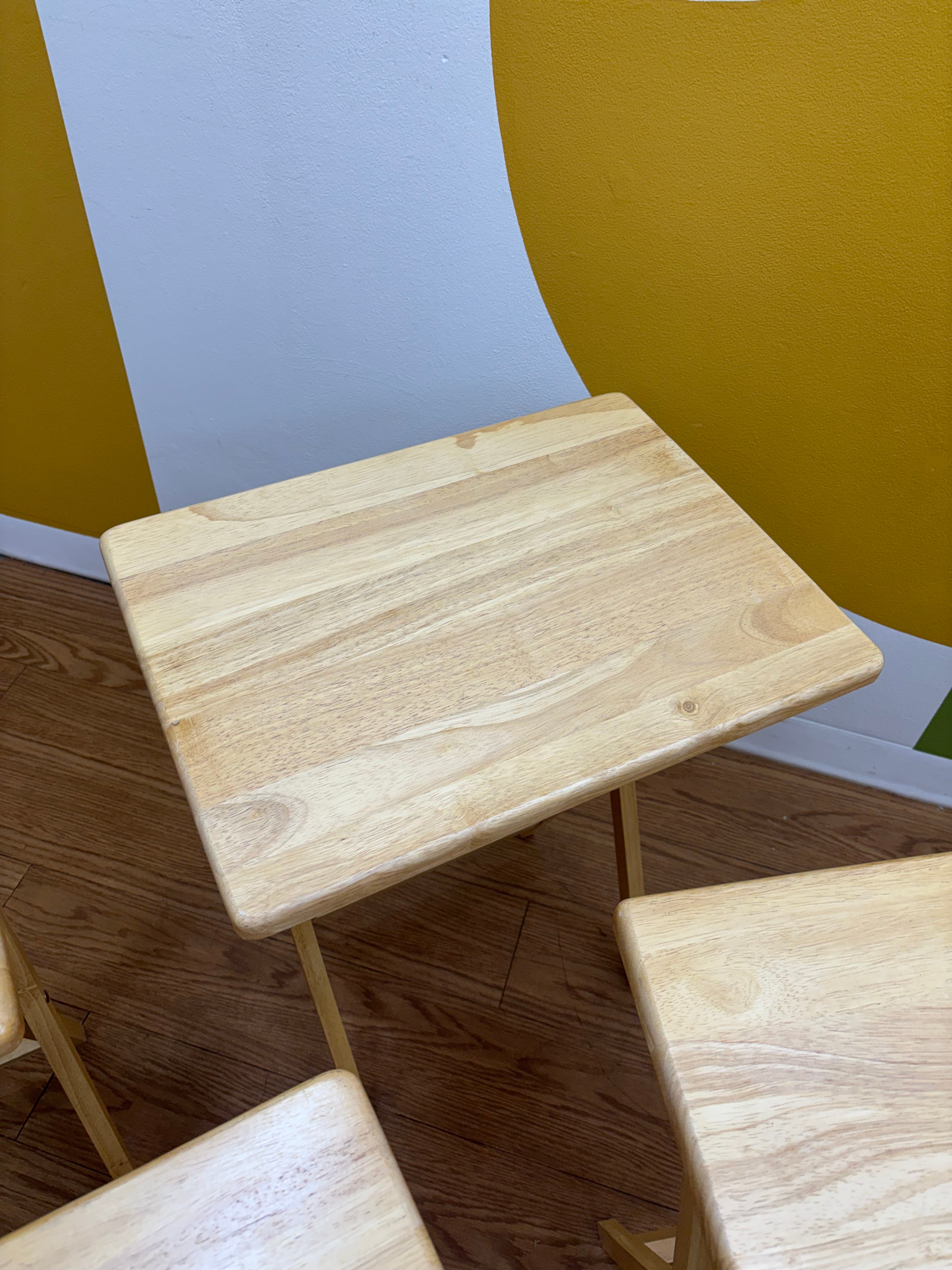 Set of 4 Wood TV Trays