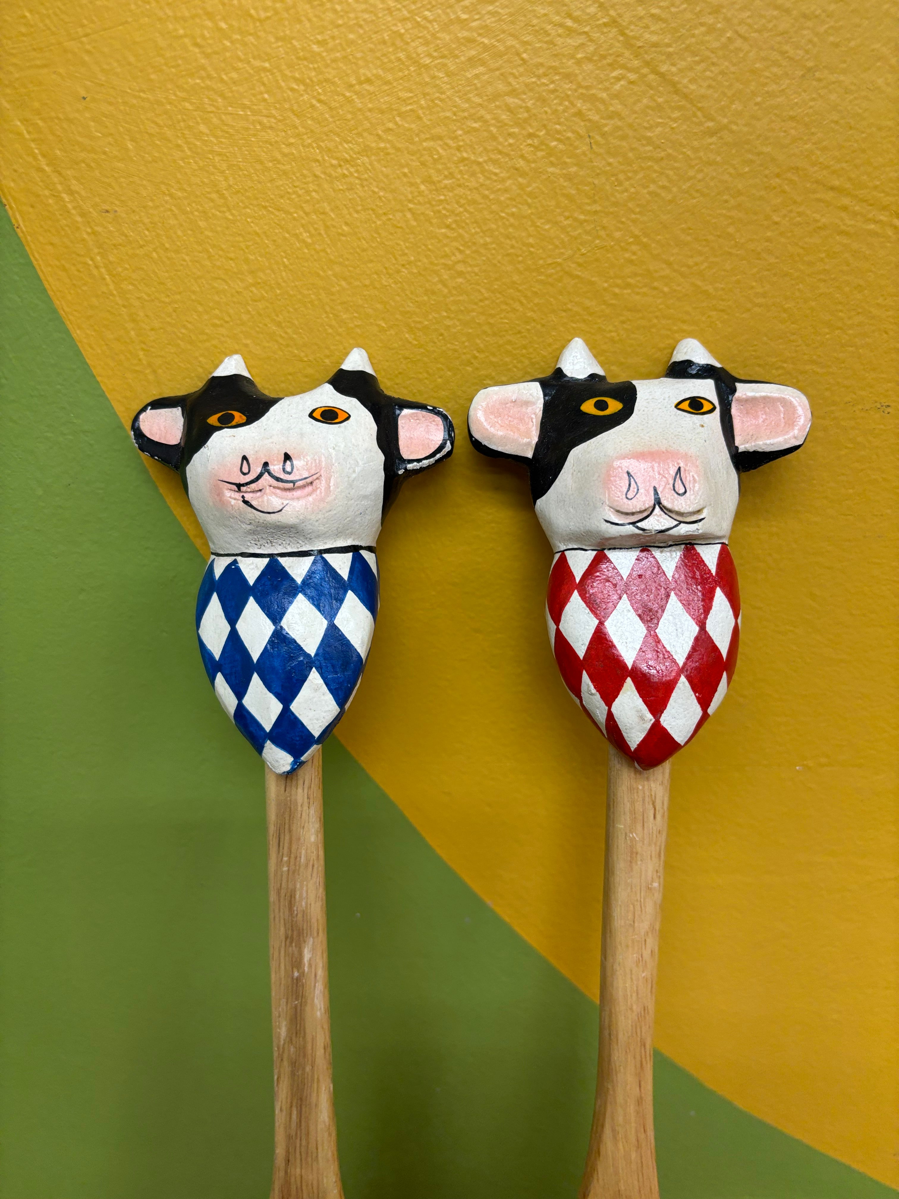 Wood Cow Salad Utensils