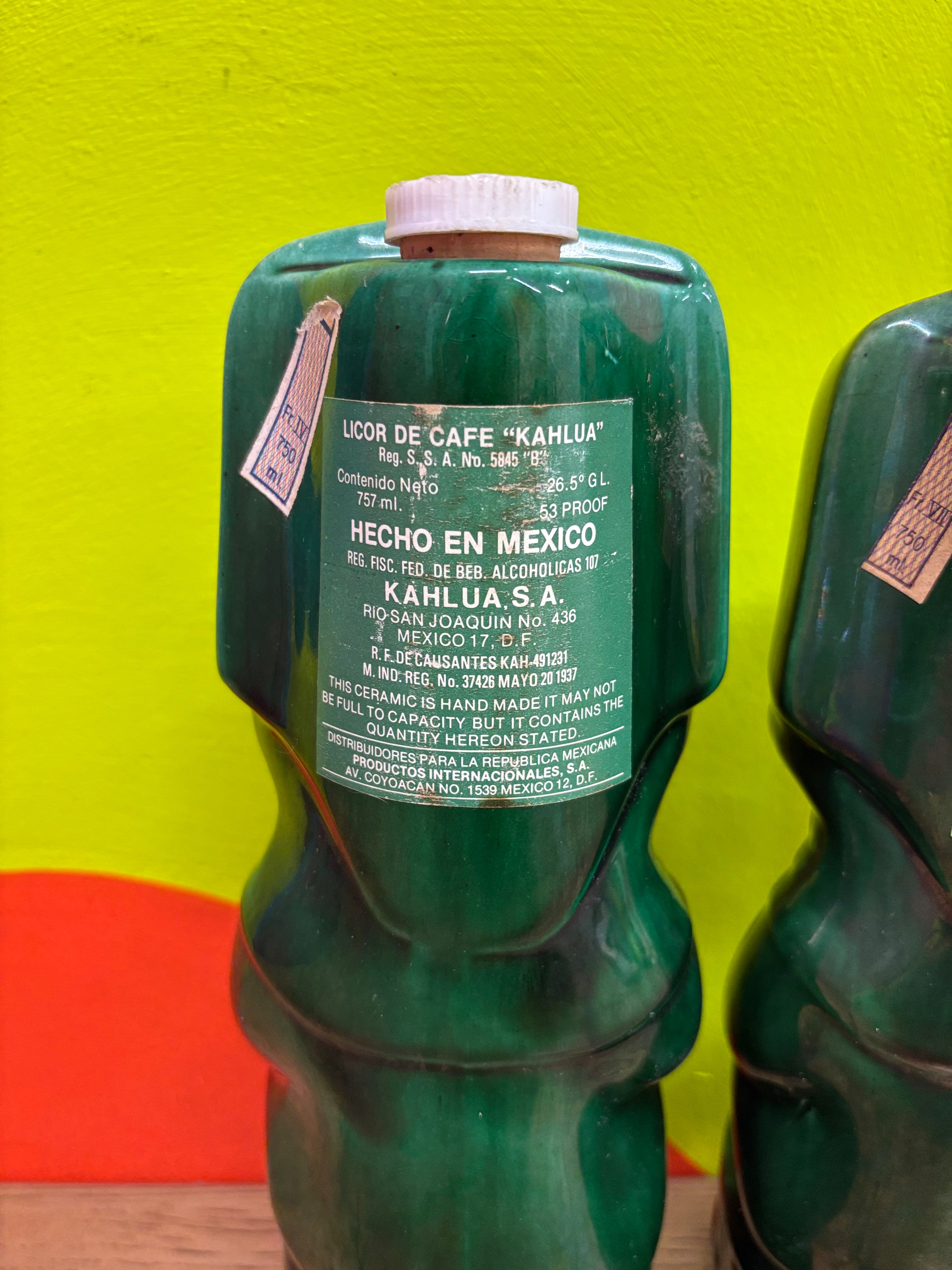 (2) Ceramic Kahlua Decanter Bottles