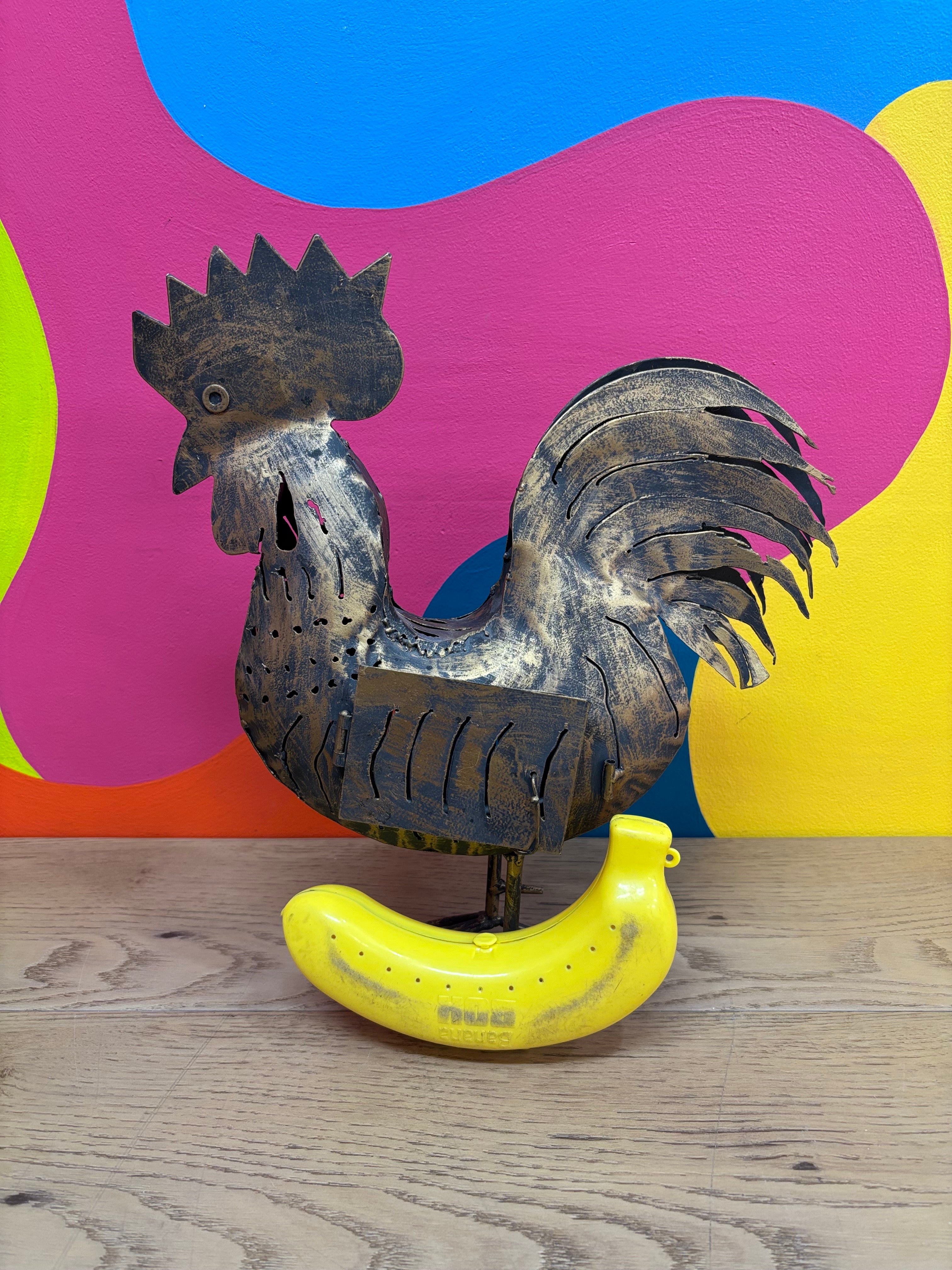 Metal Rooster Candle Holder