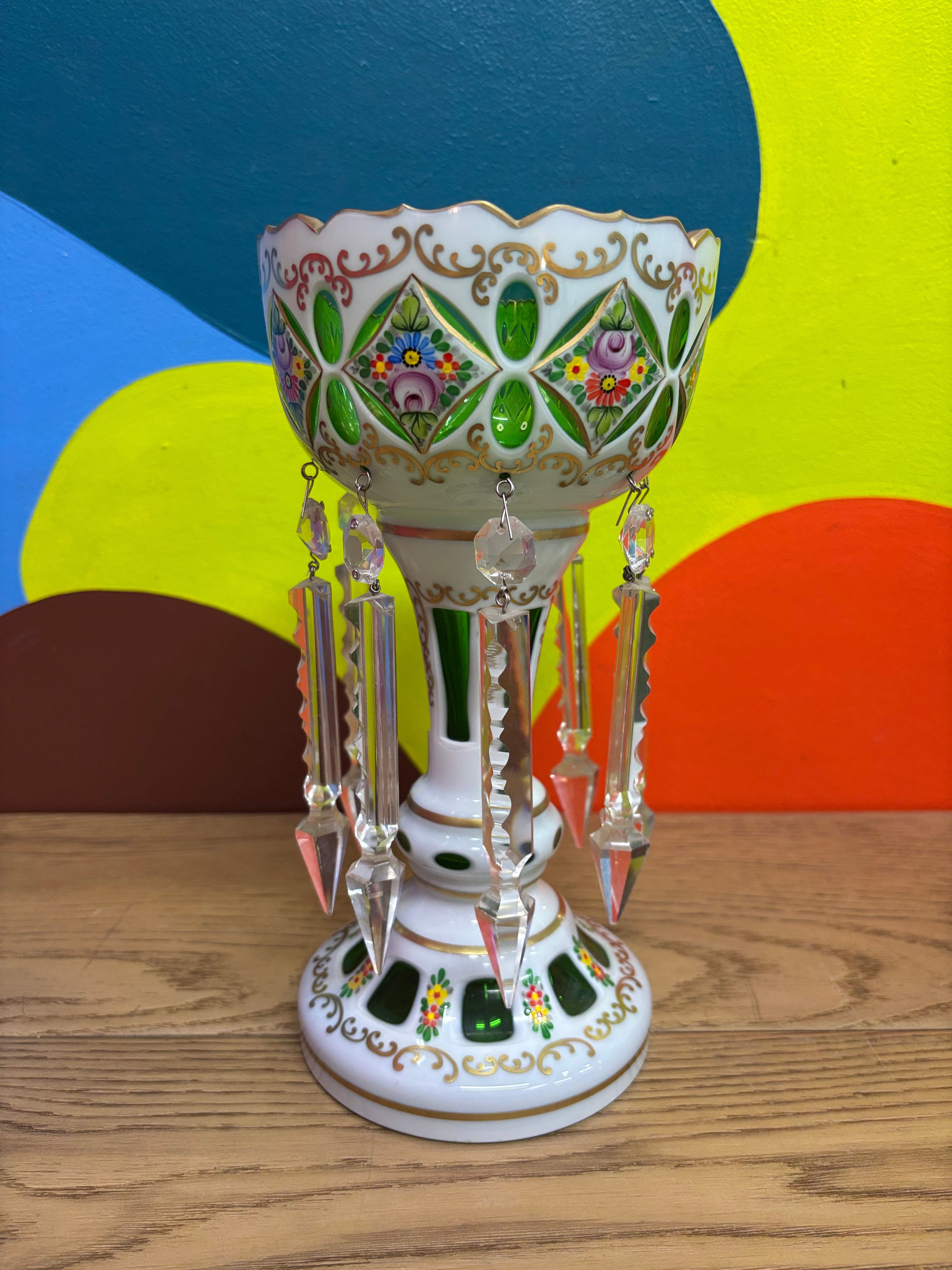 Czech Glass Candle Holder (2 available)