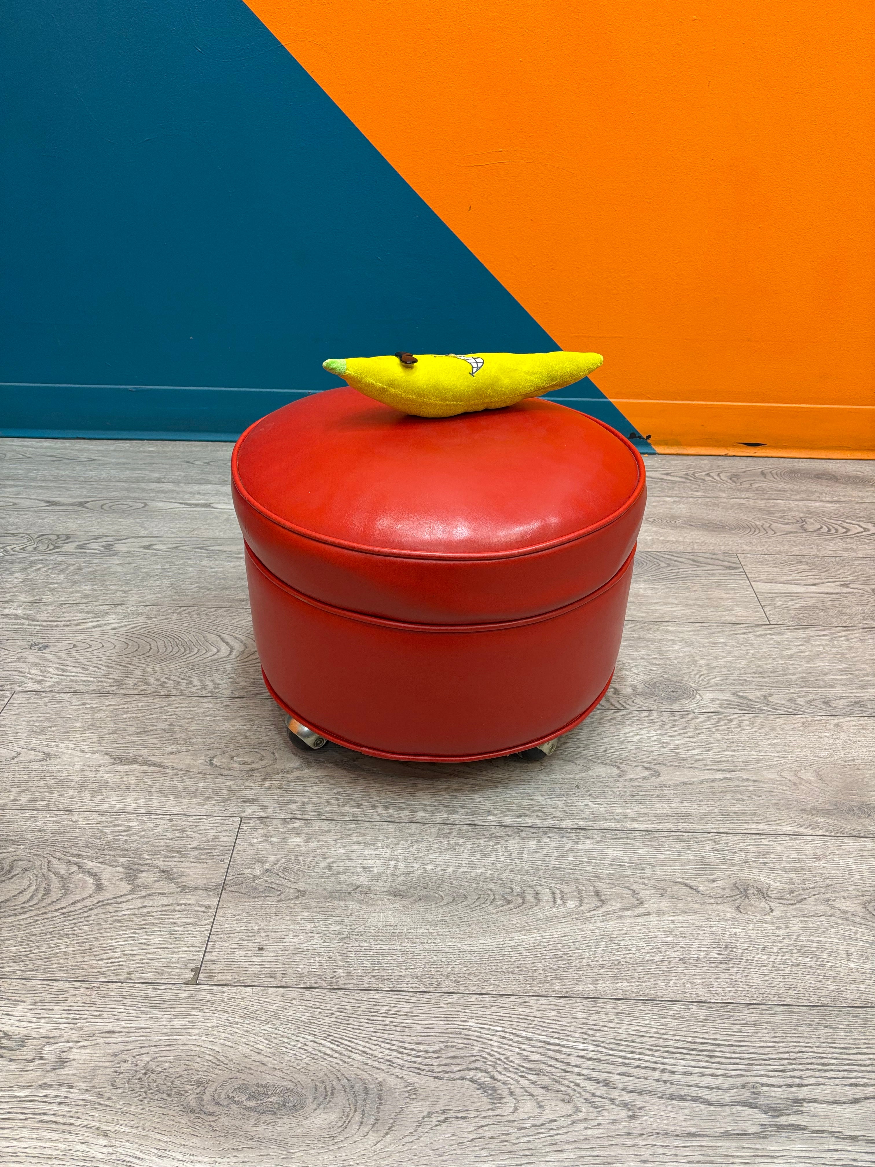 Small Red Rolling Ottoman