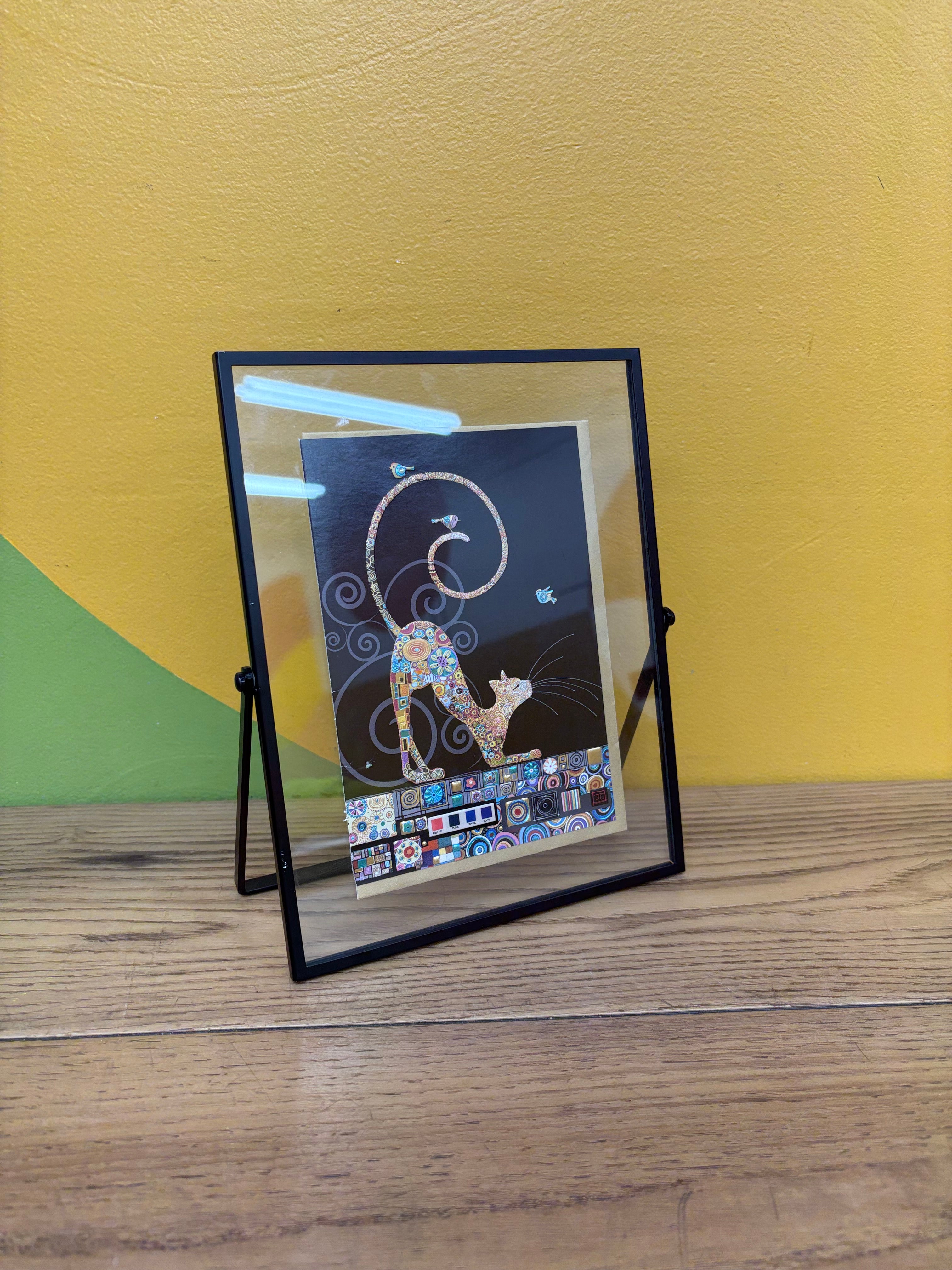 Cat with Bird Framed Card