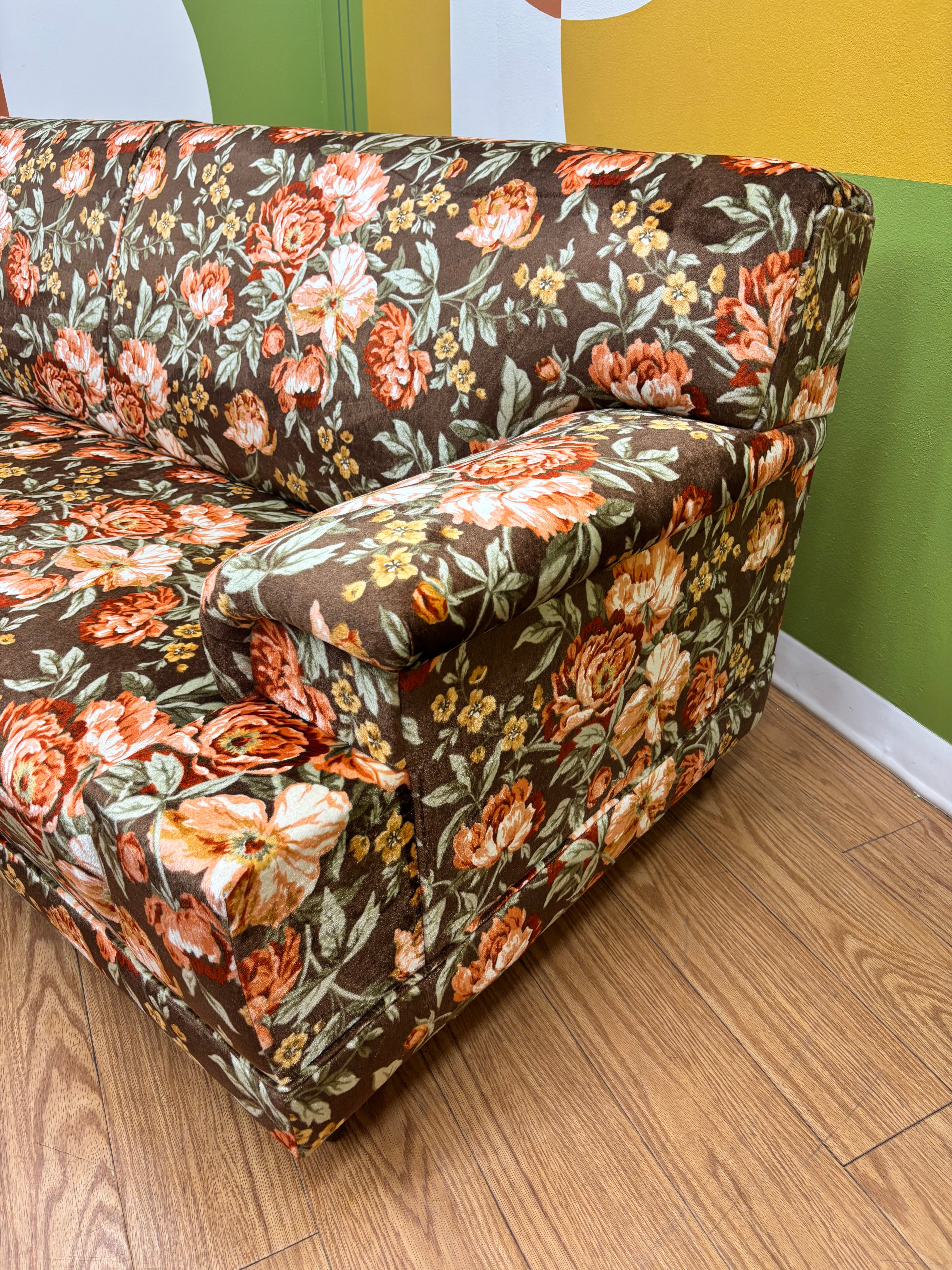 Brown Floral Sofa