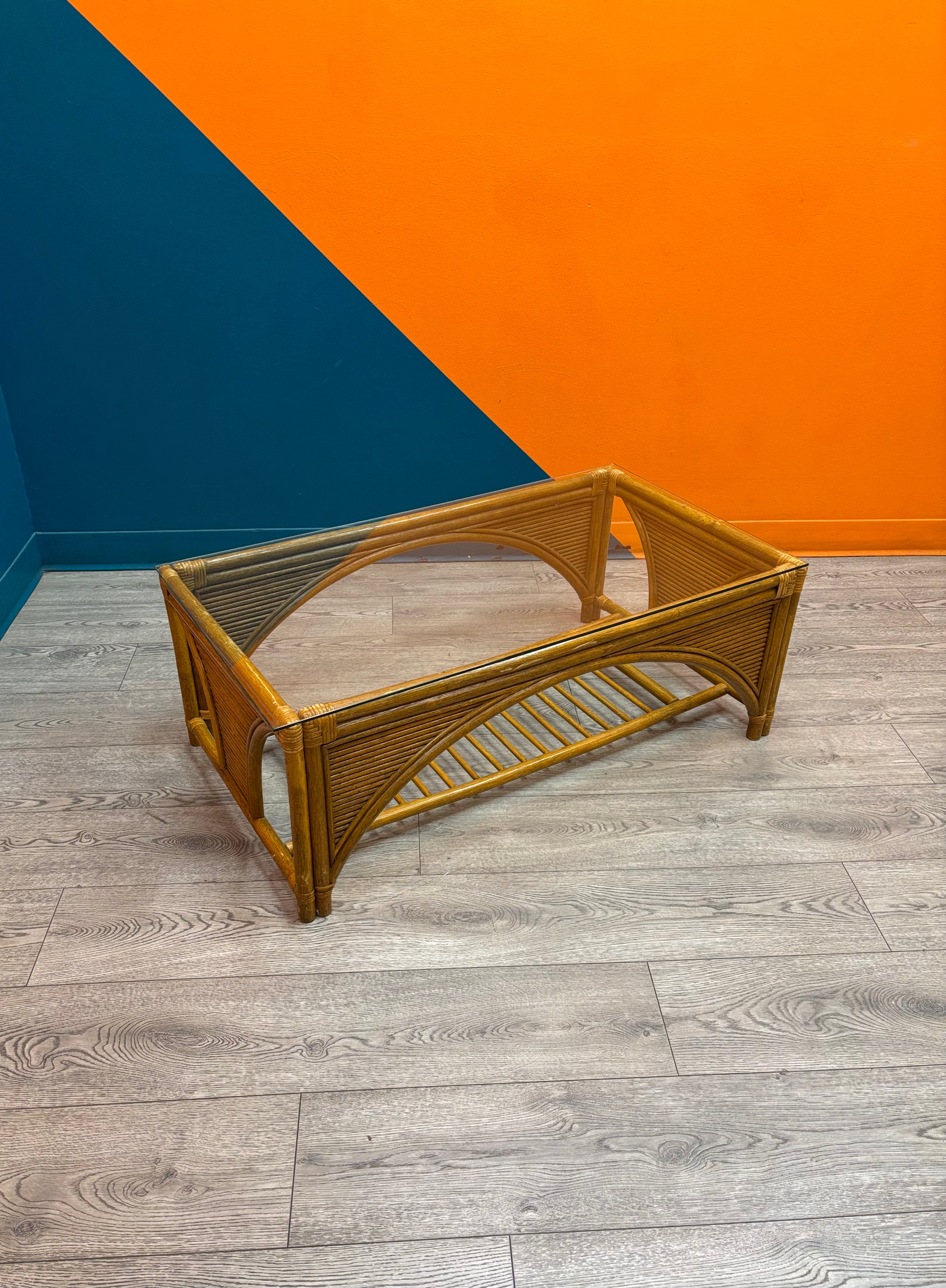 Rattan & Glass Coffee Table