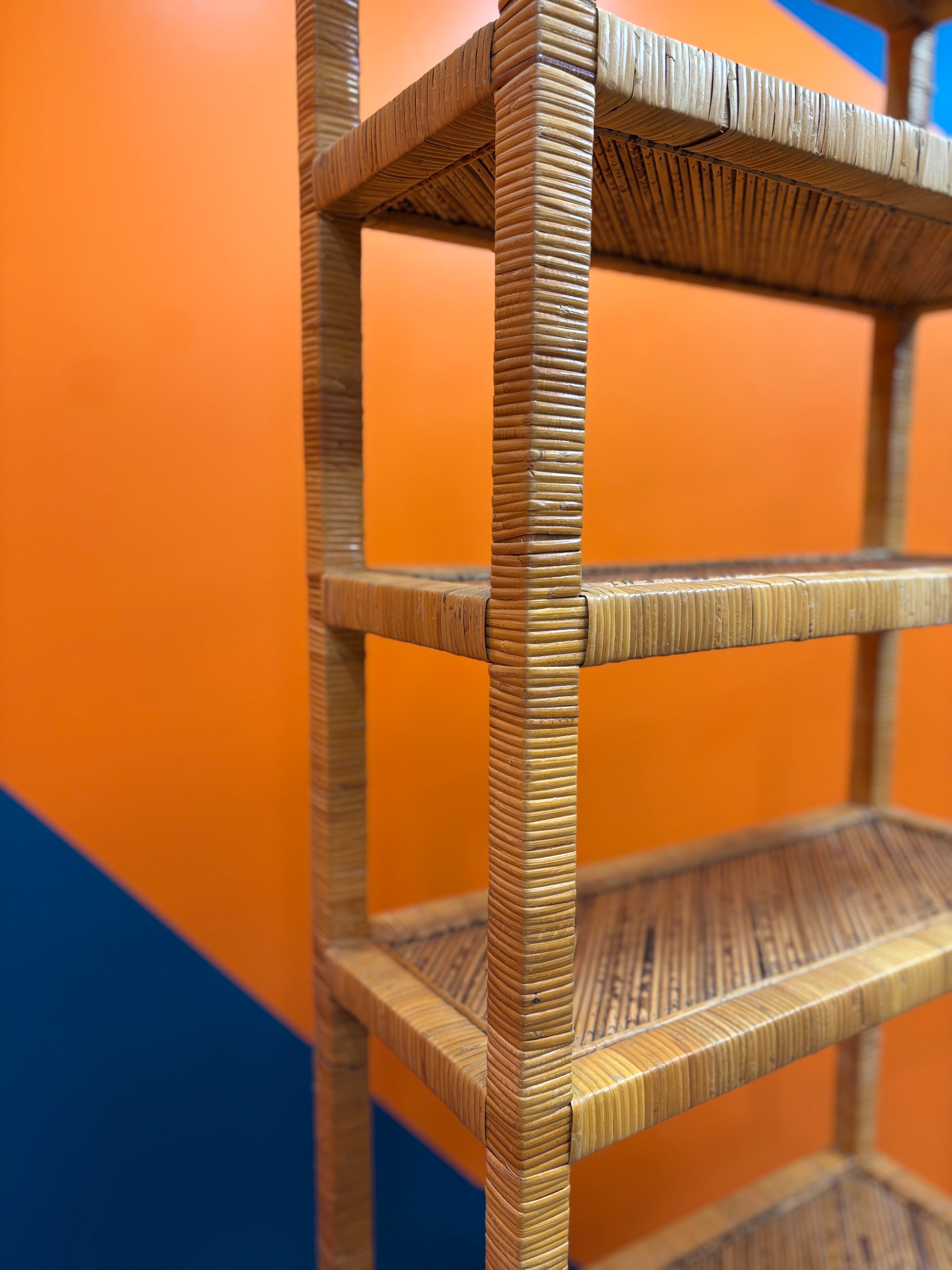 Tall Rattan Shelf