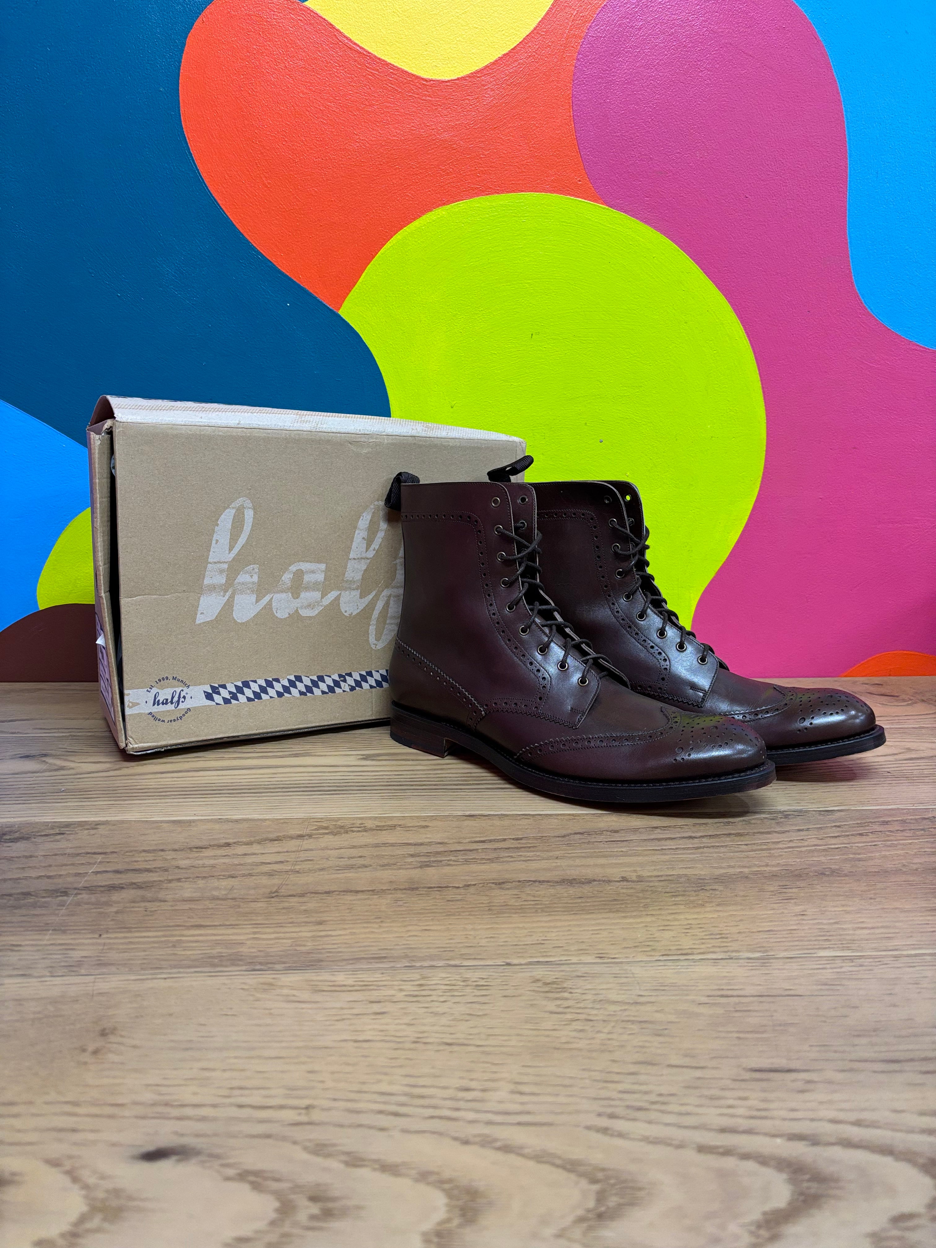 Halfs Brown Leather Boots (August 1258) - Men's Size 12