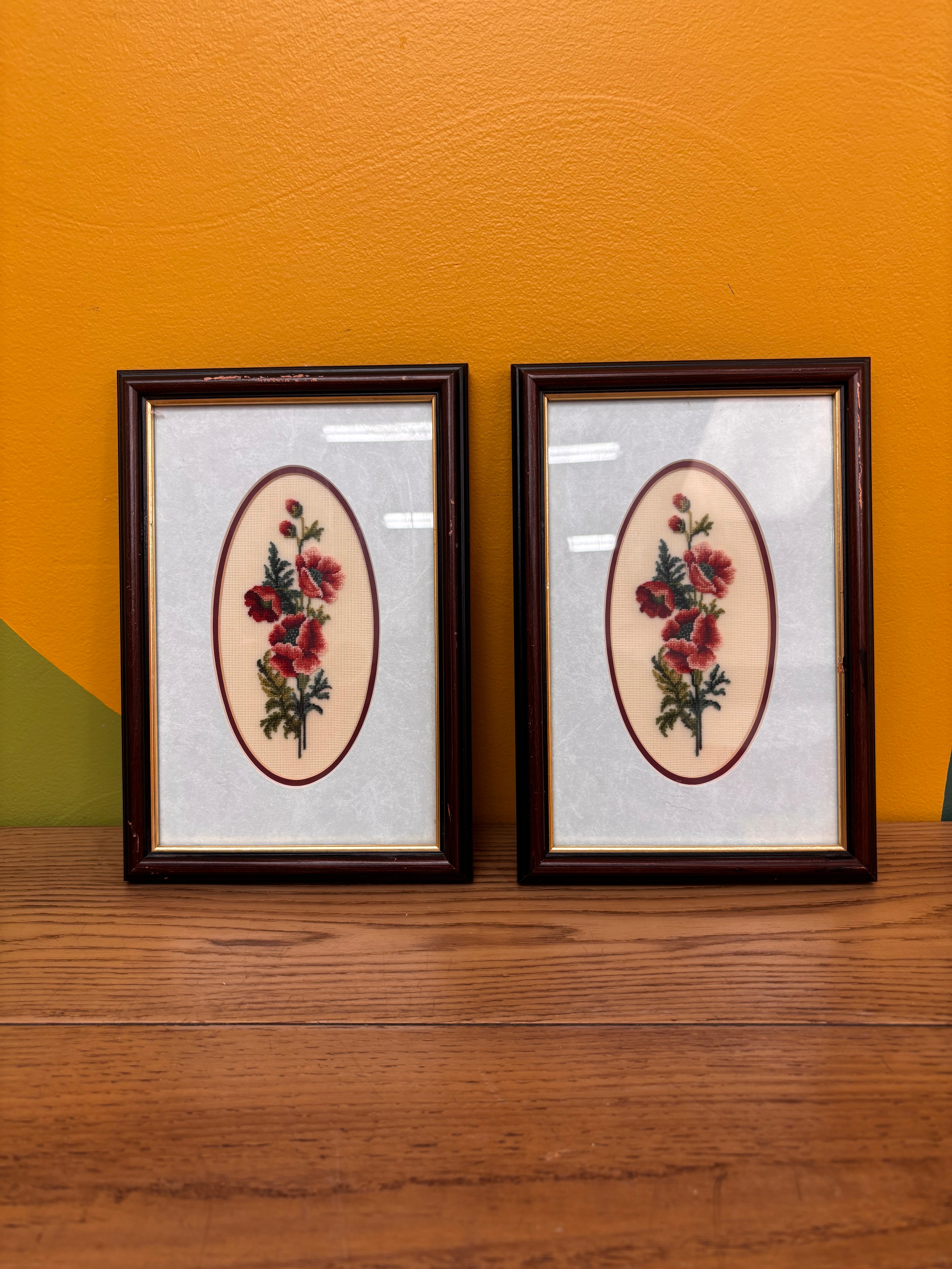 Set of 2 Framed Needlepoint Artwork