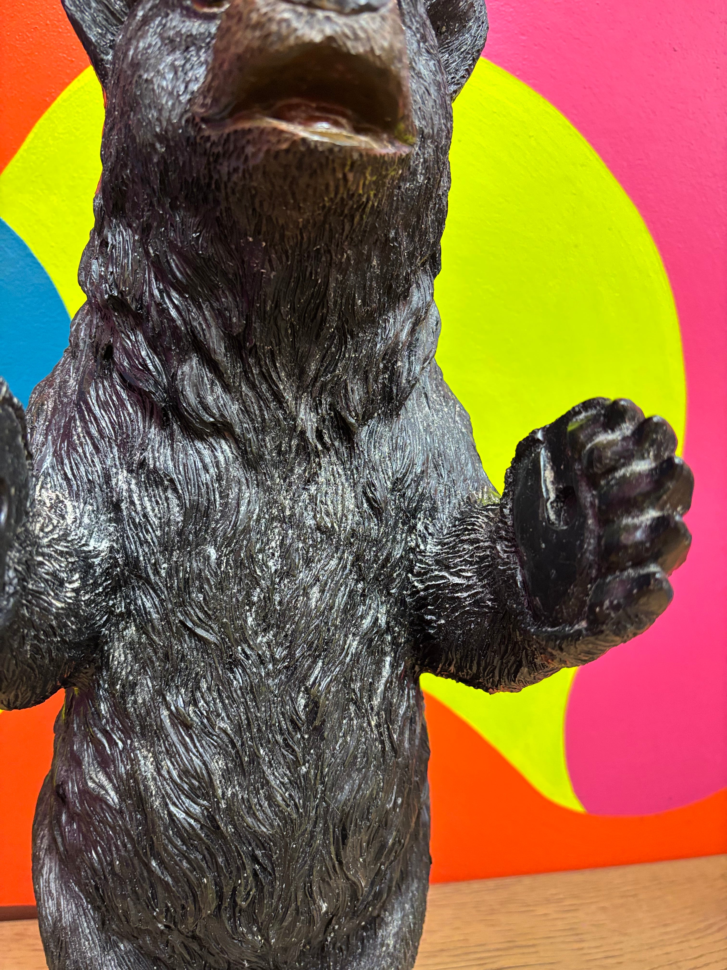 Small Standing Black Bear Toilet Paper Holder