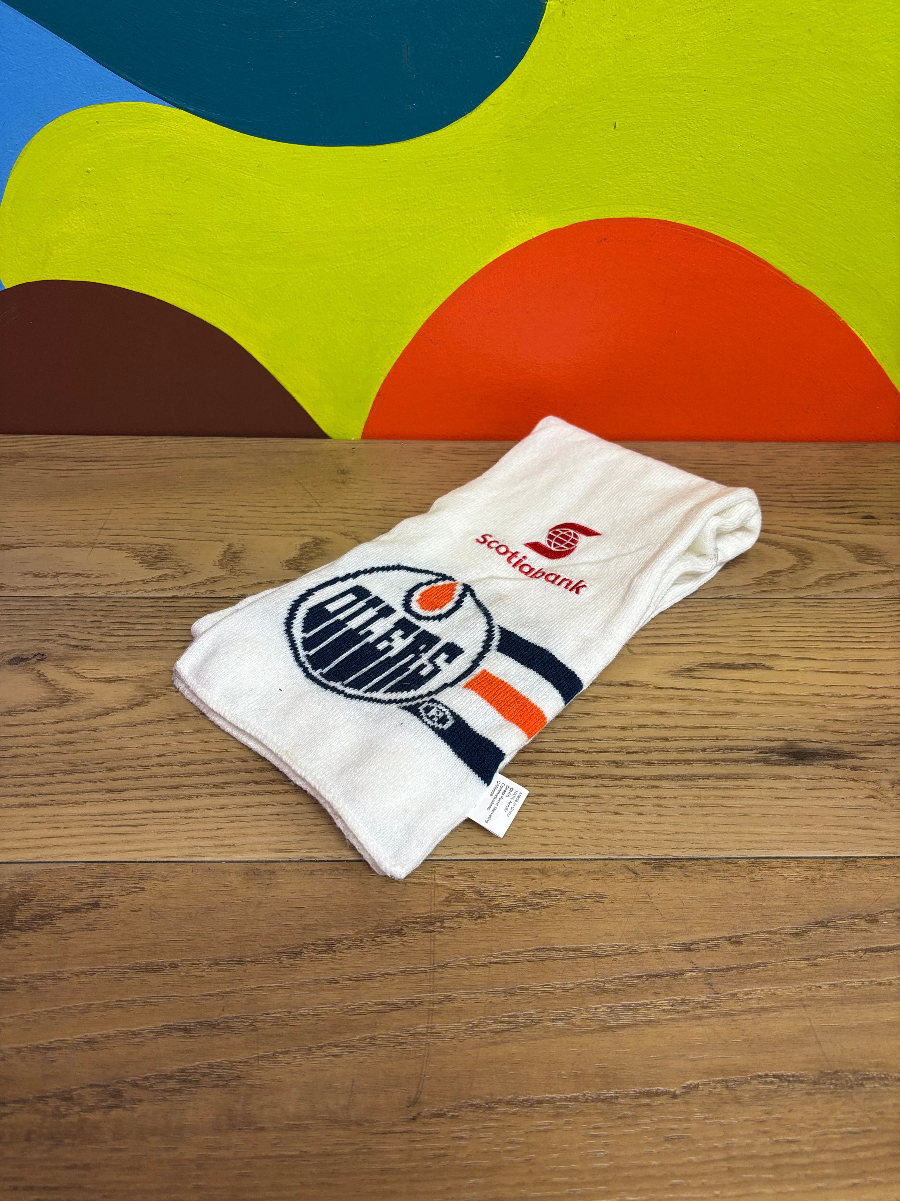 White Oilers Scotiabank Scarf