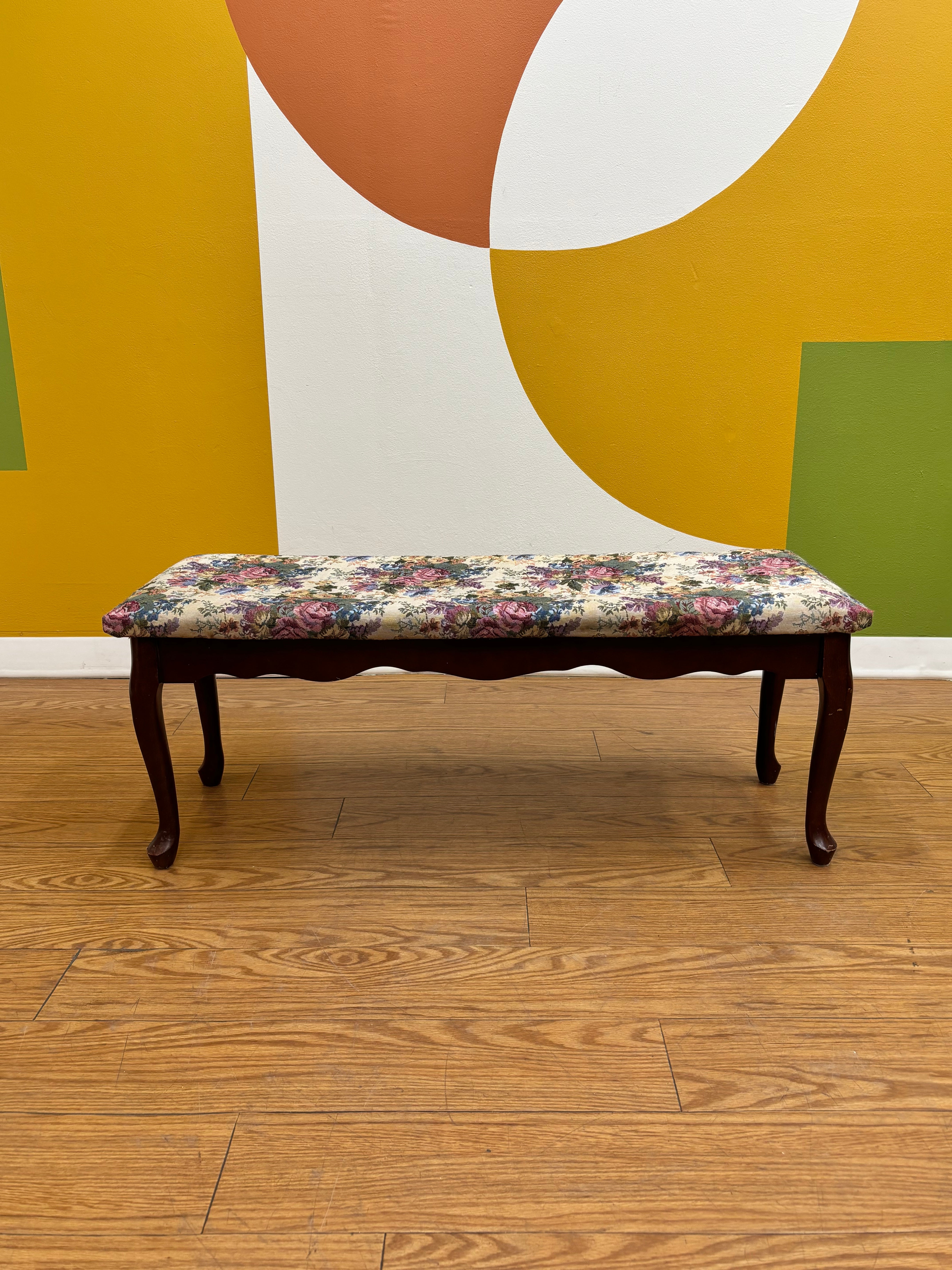 Floral Tapestry Accent Bench