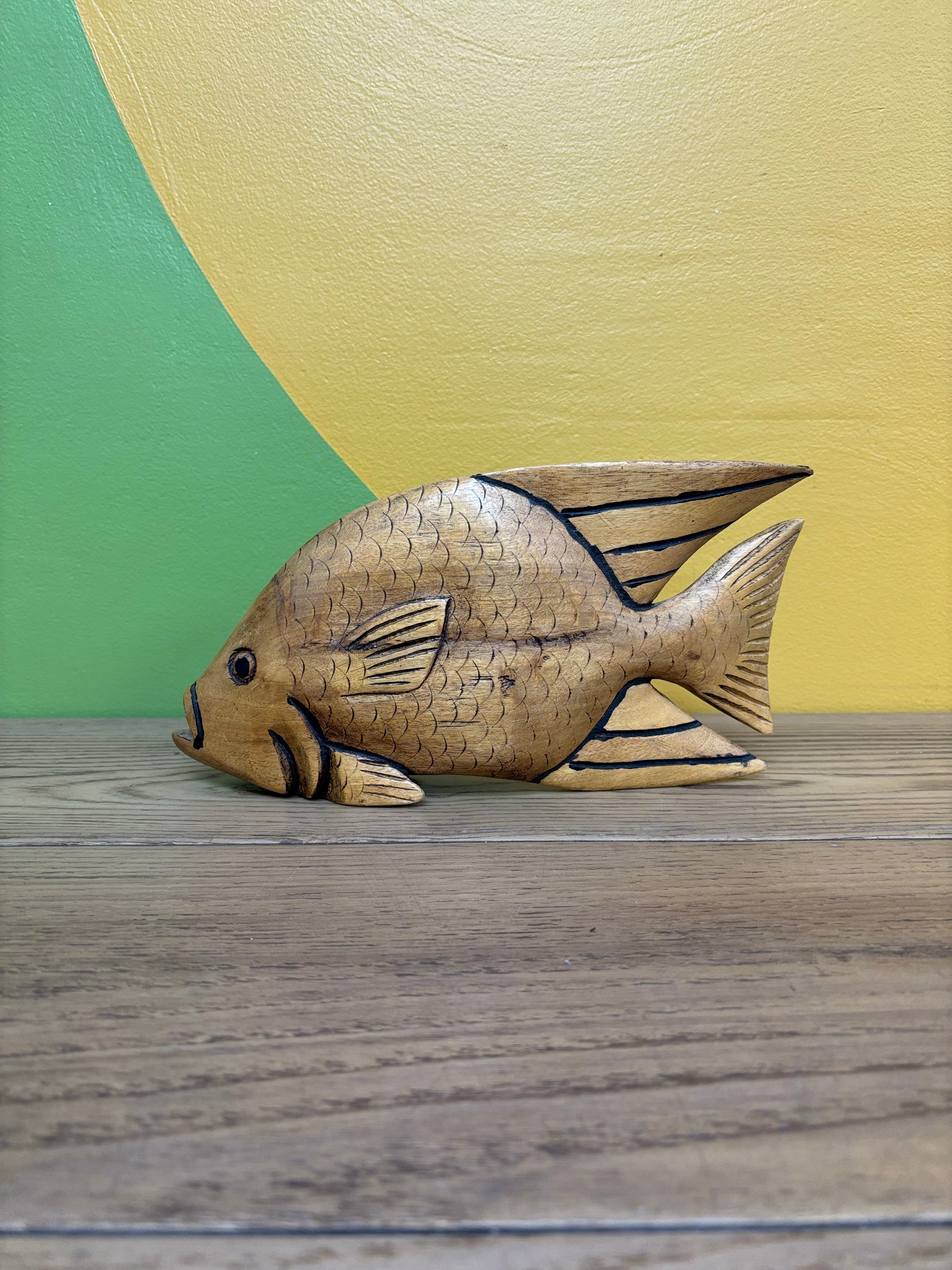 Carved Wood Fish Figurine