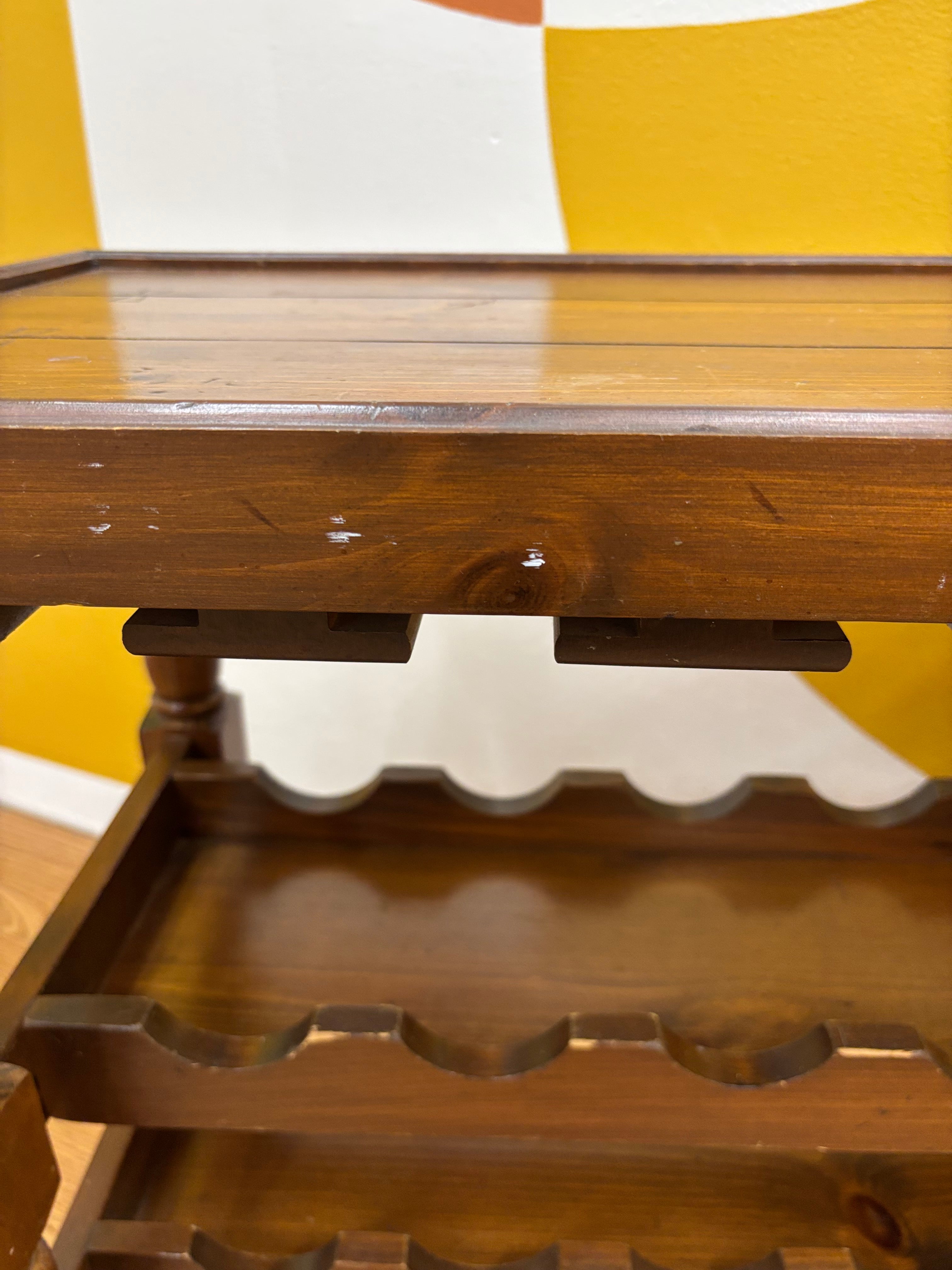 Rolling Wood Bar Cart