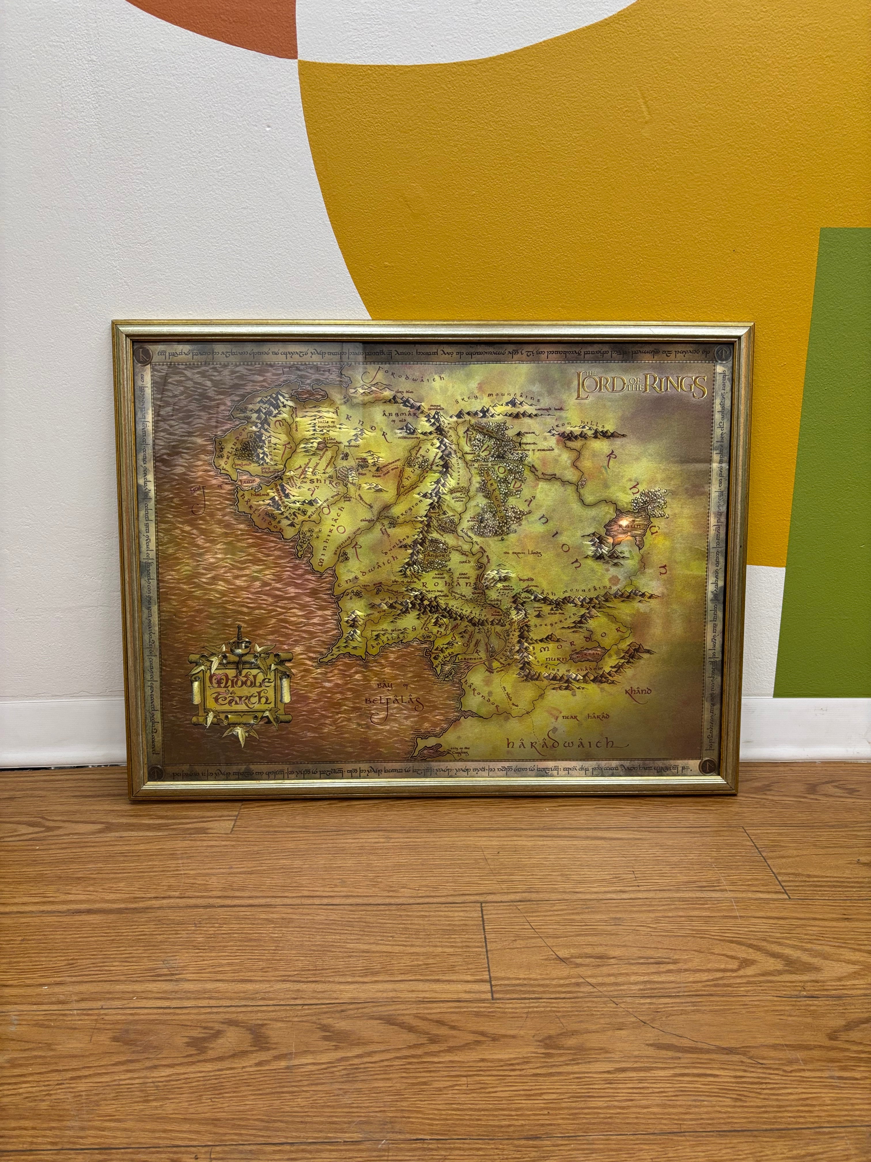 Framed Lord of the Rings Middle Earth Map