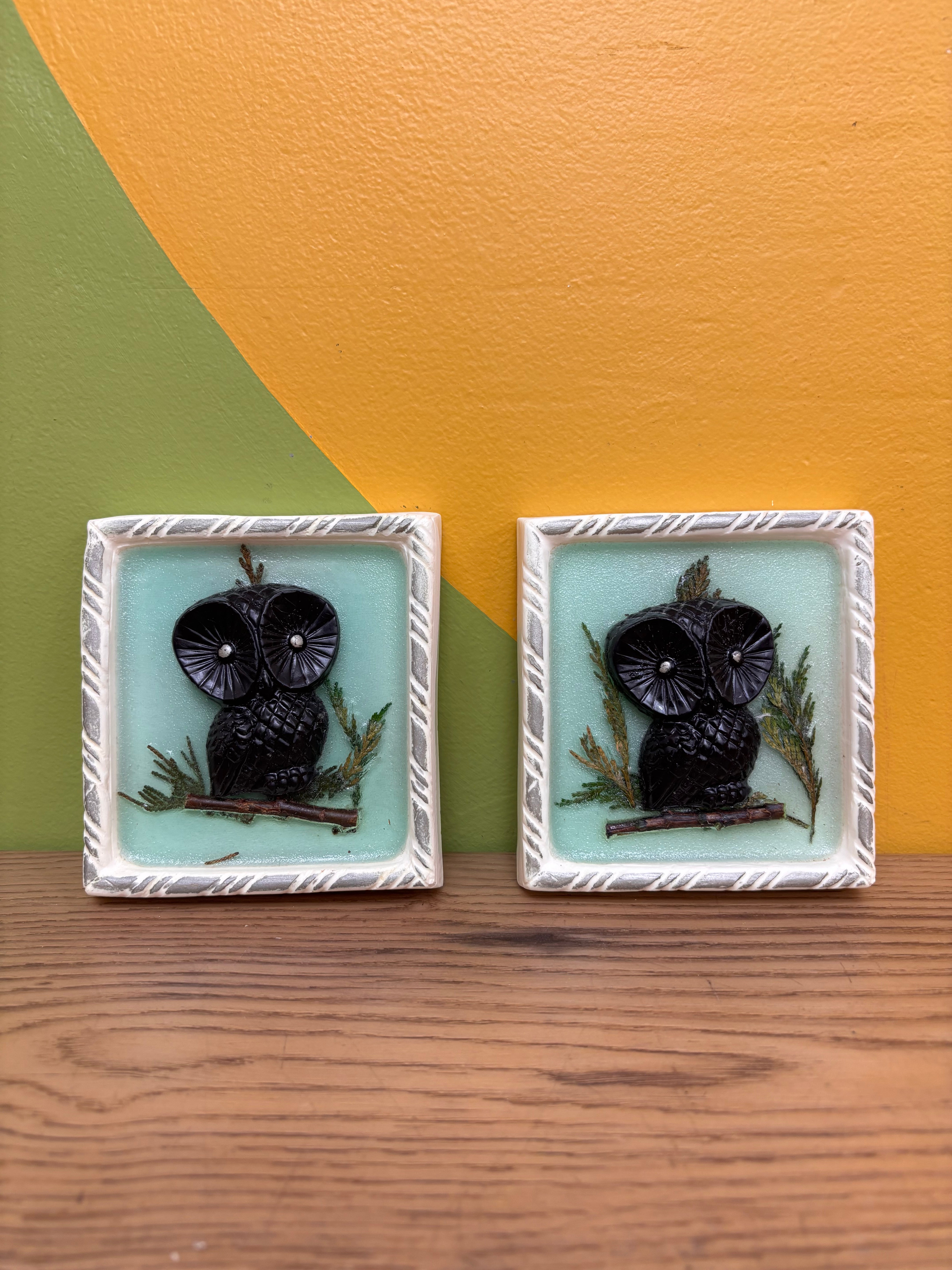 Set of 2 Owl Plaques