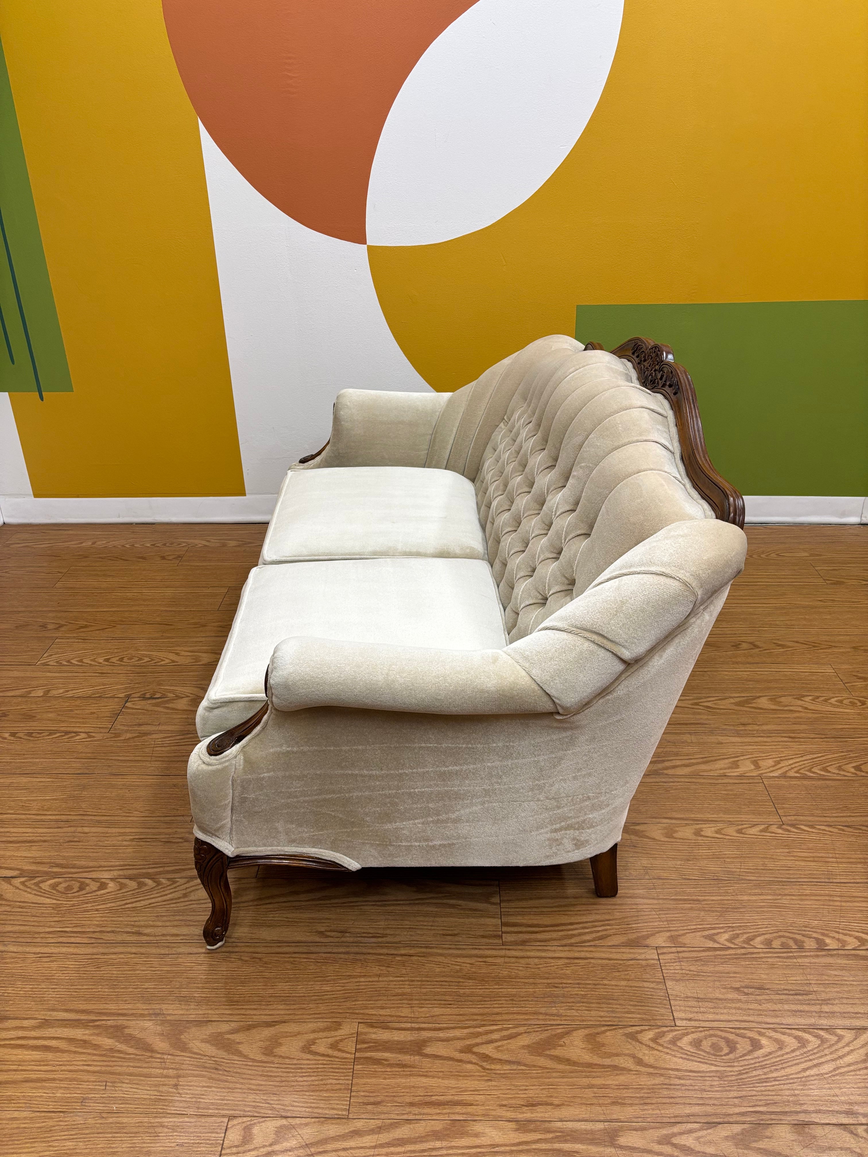 Tufted Cream Loveseat