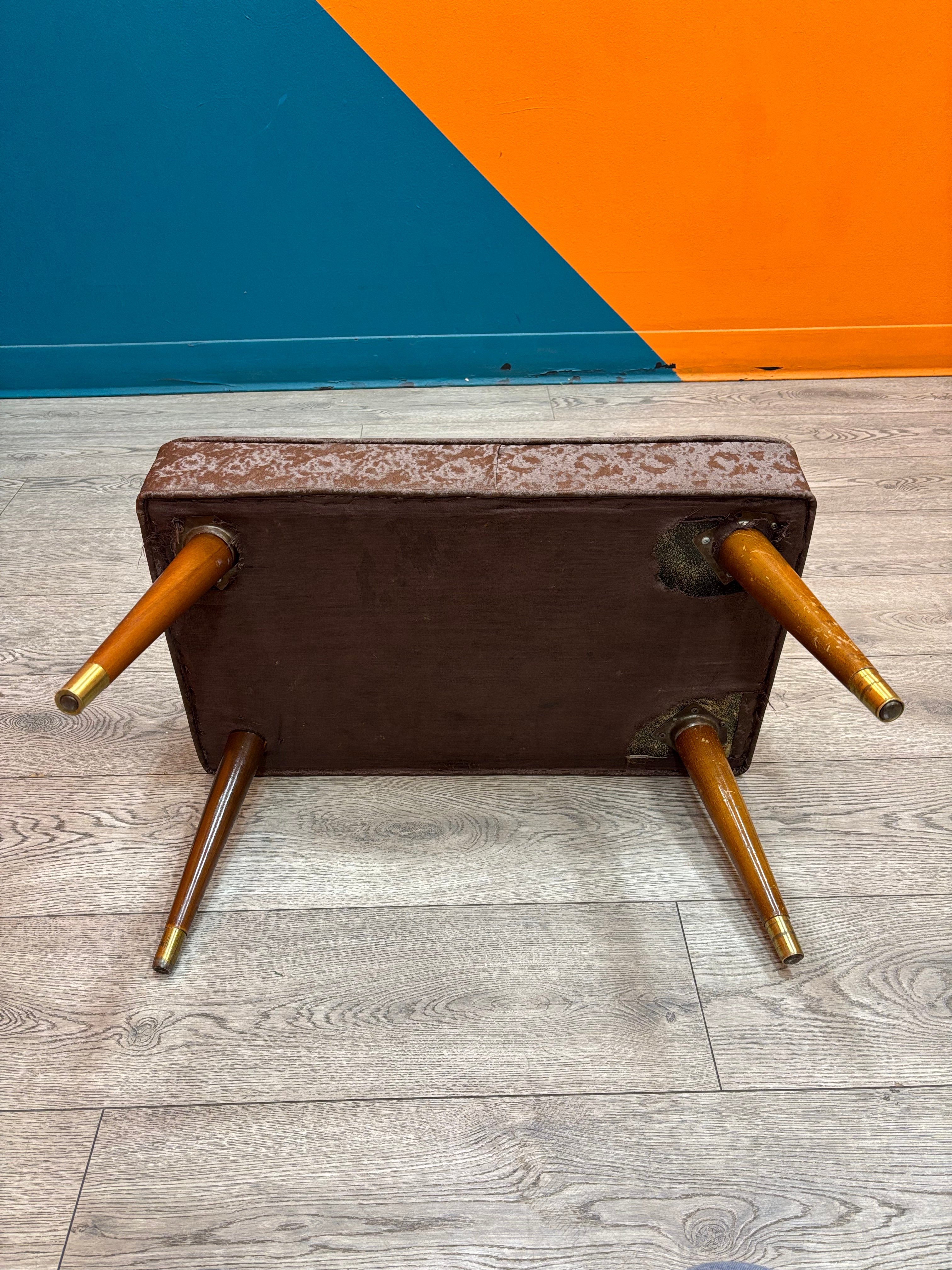 Brown Vinyl Ottoman