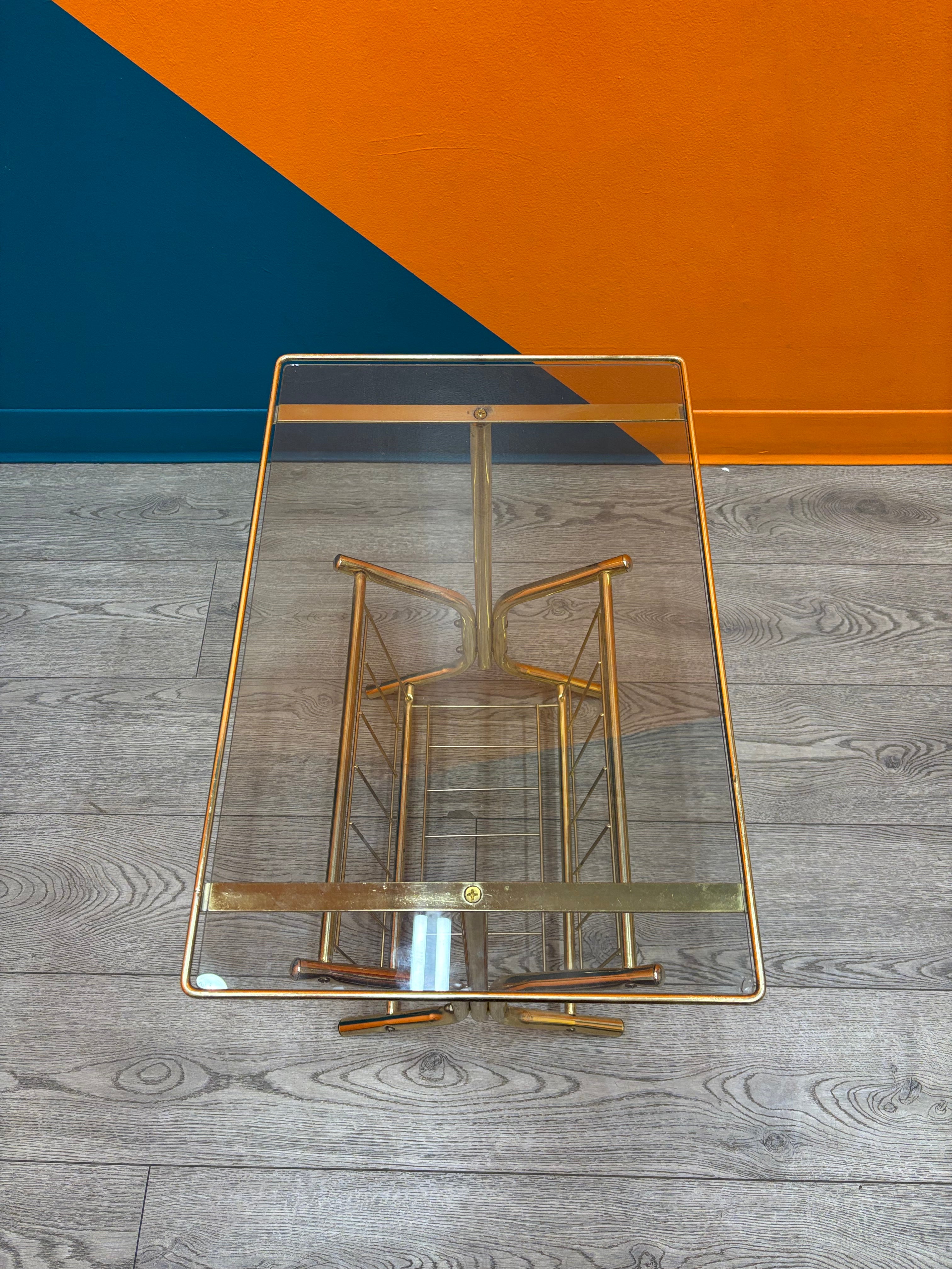 Gold Metal and Glass Table