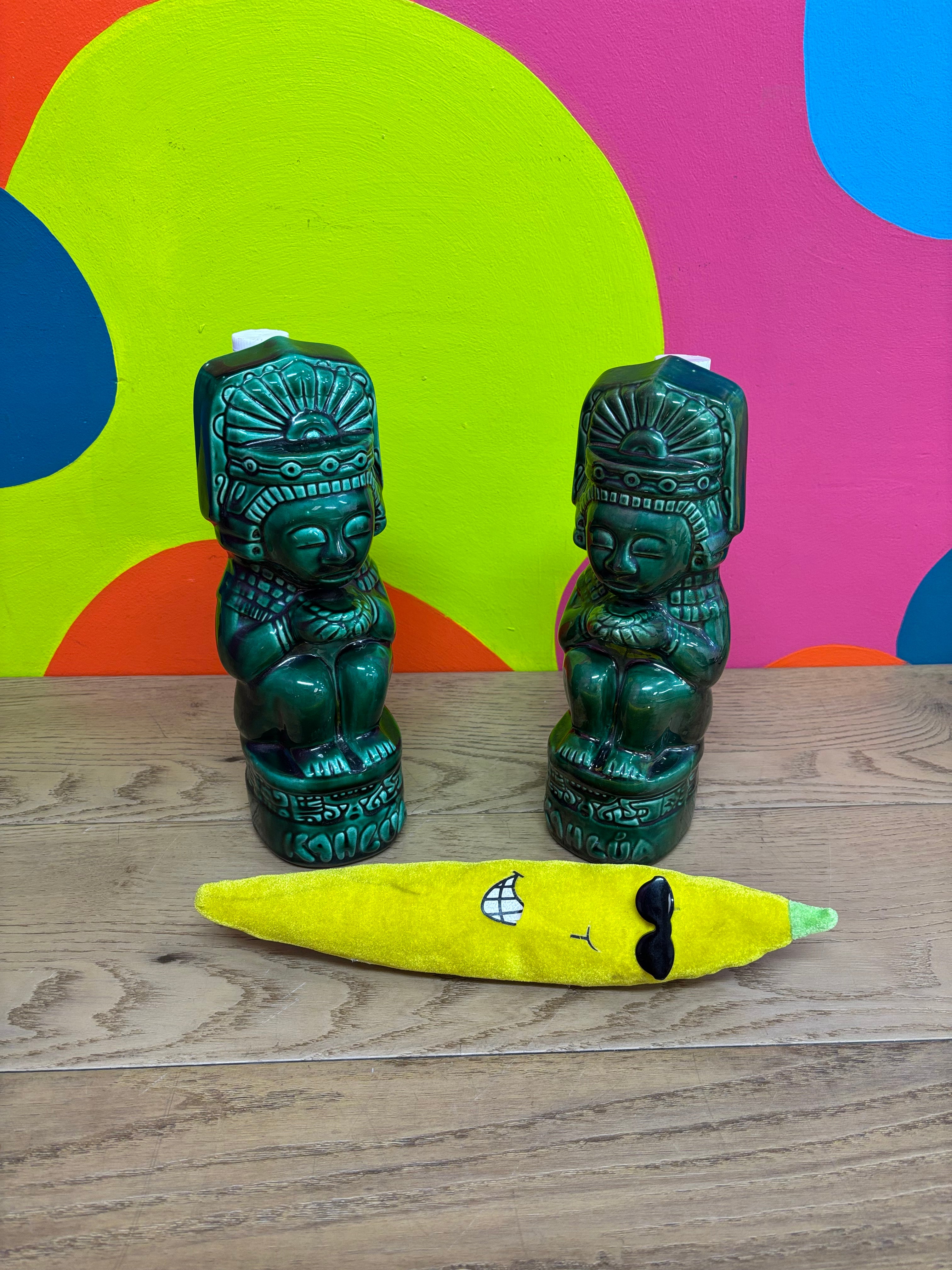 (2) Ceramic Kahlua Decanter Bottles