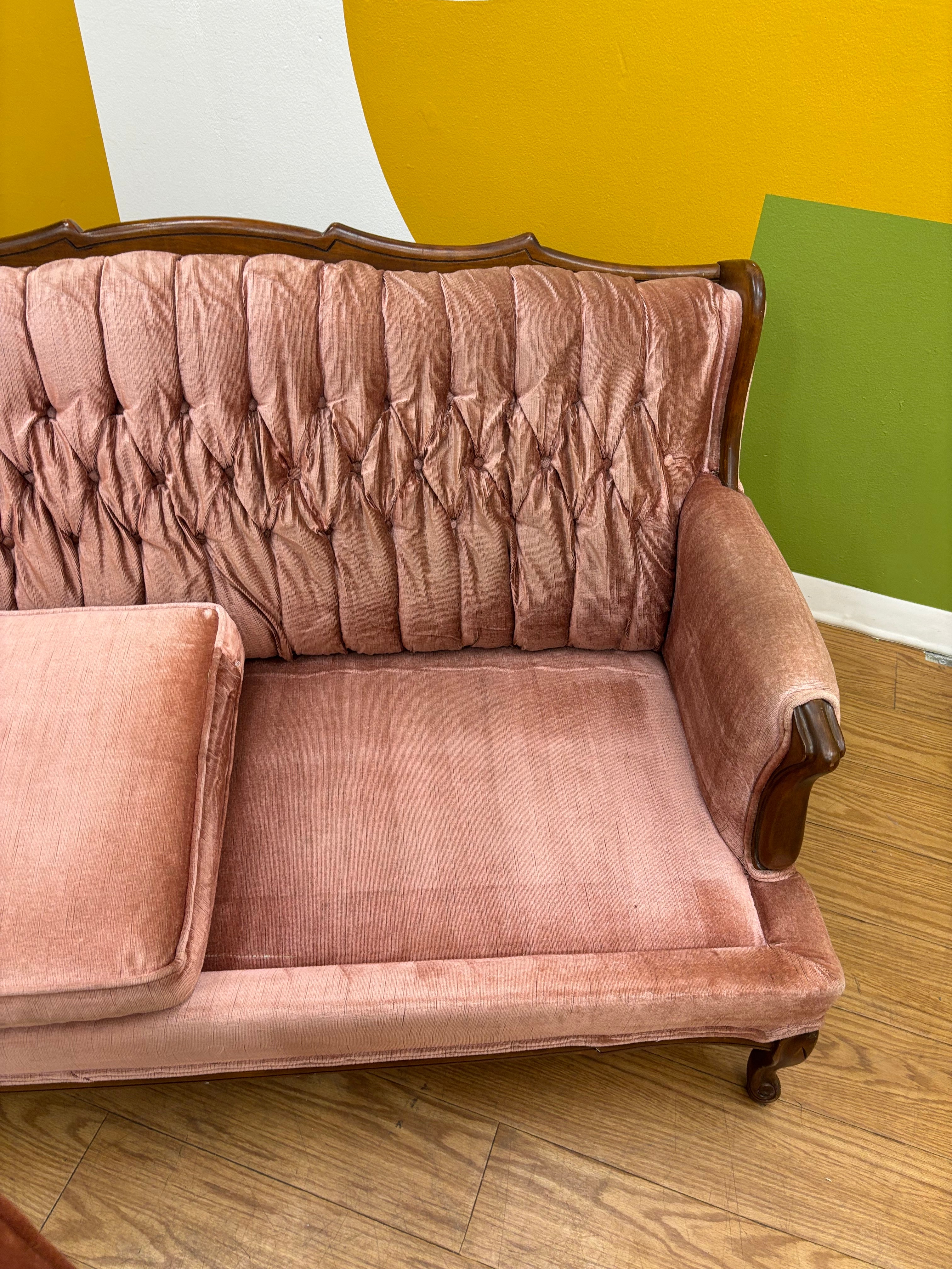 Tufted Pink Loveseat