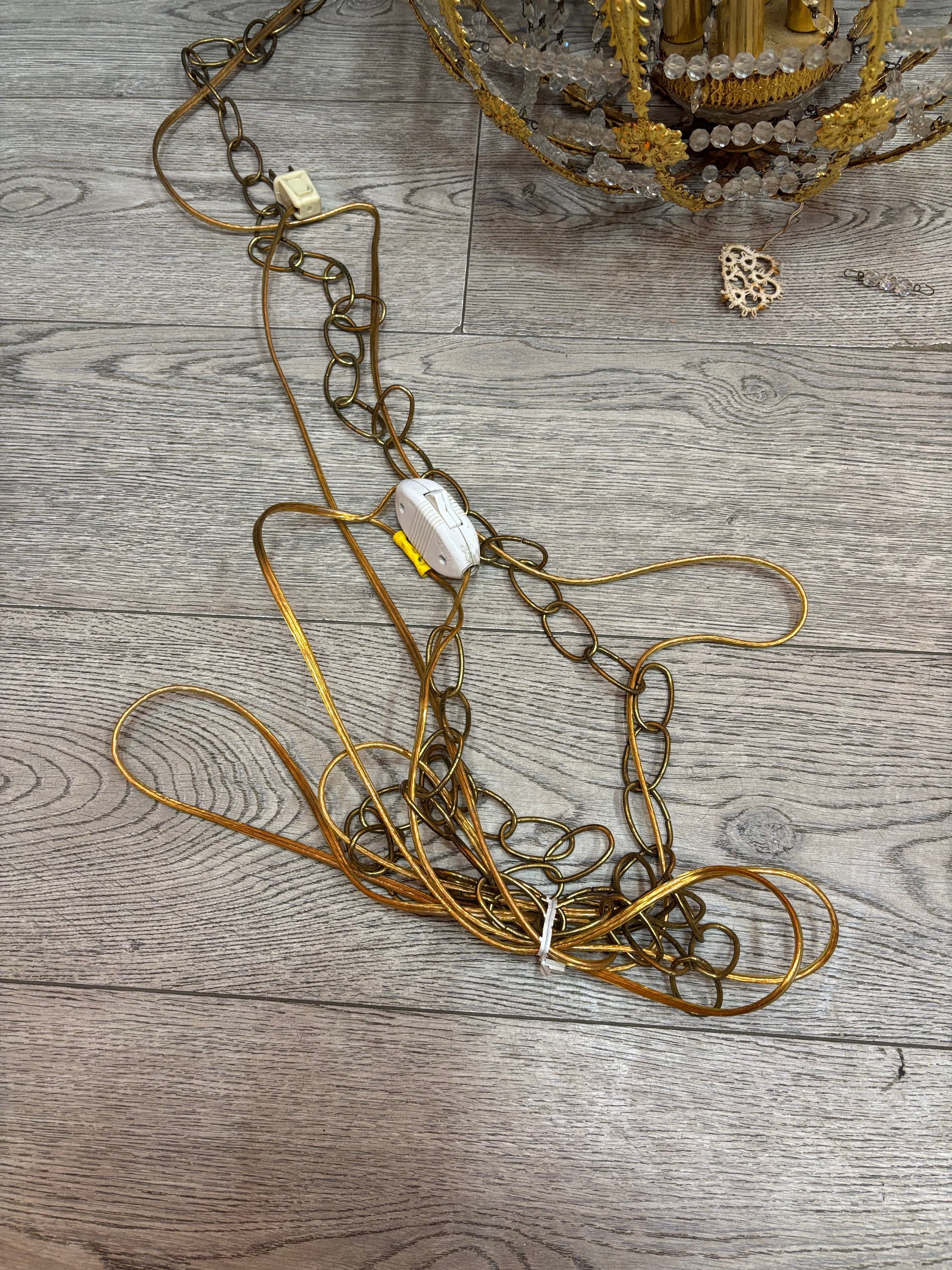 Gold Toned Spherical Cage Chandelier