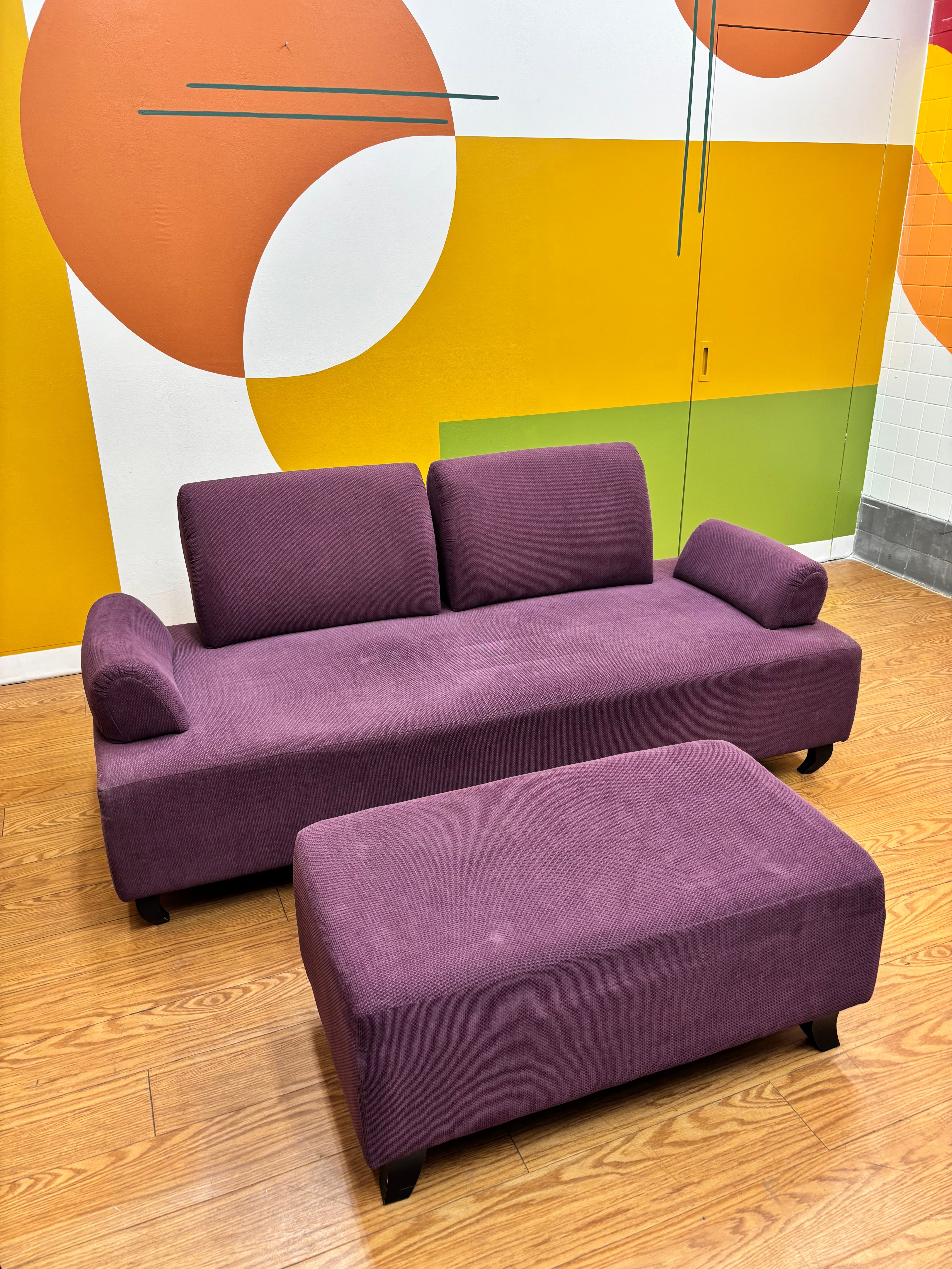 Purple Sofa with Matching Ottoman