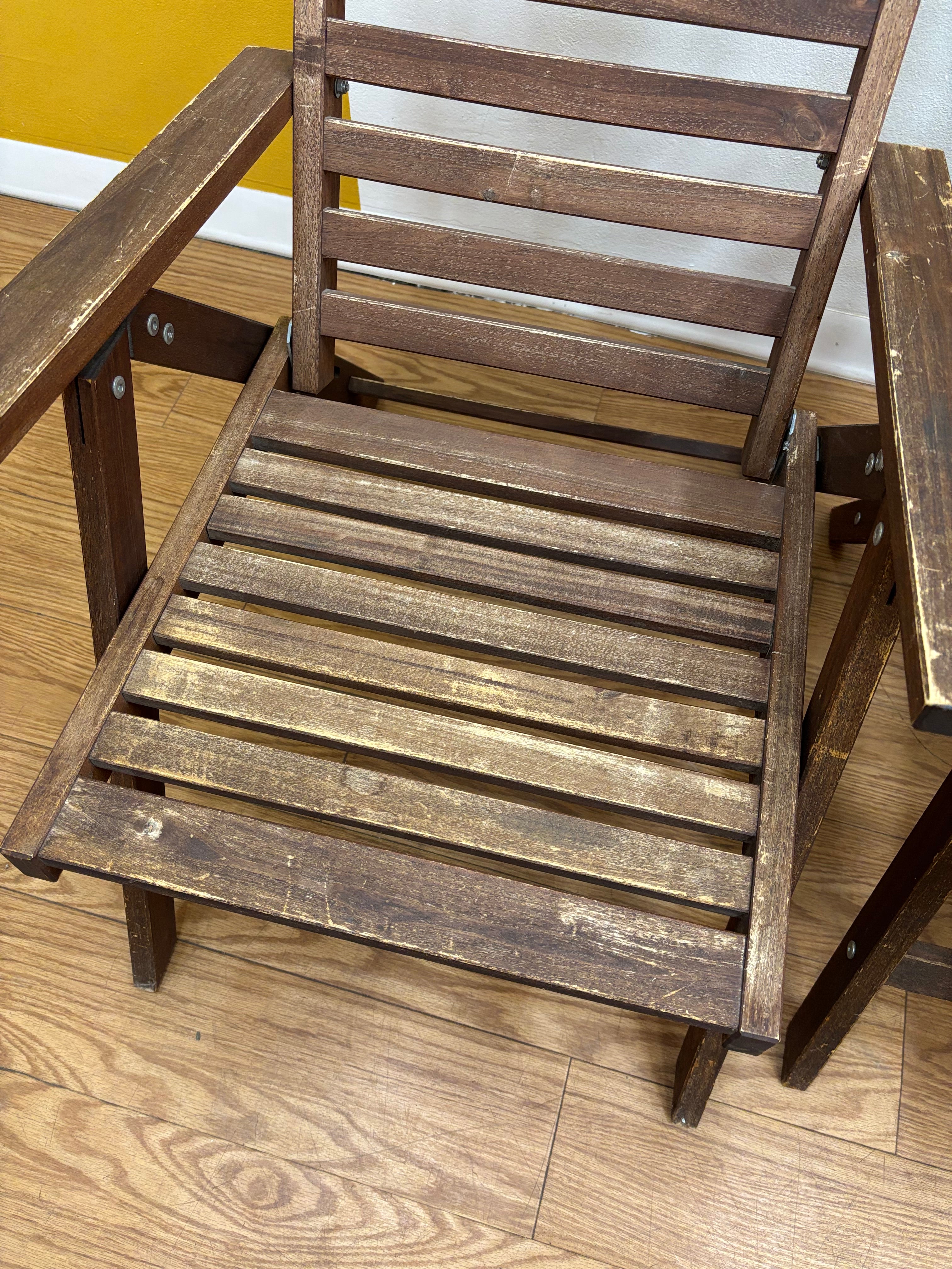 (2) Wood Folding Reclining Chairs