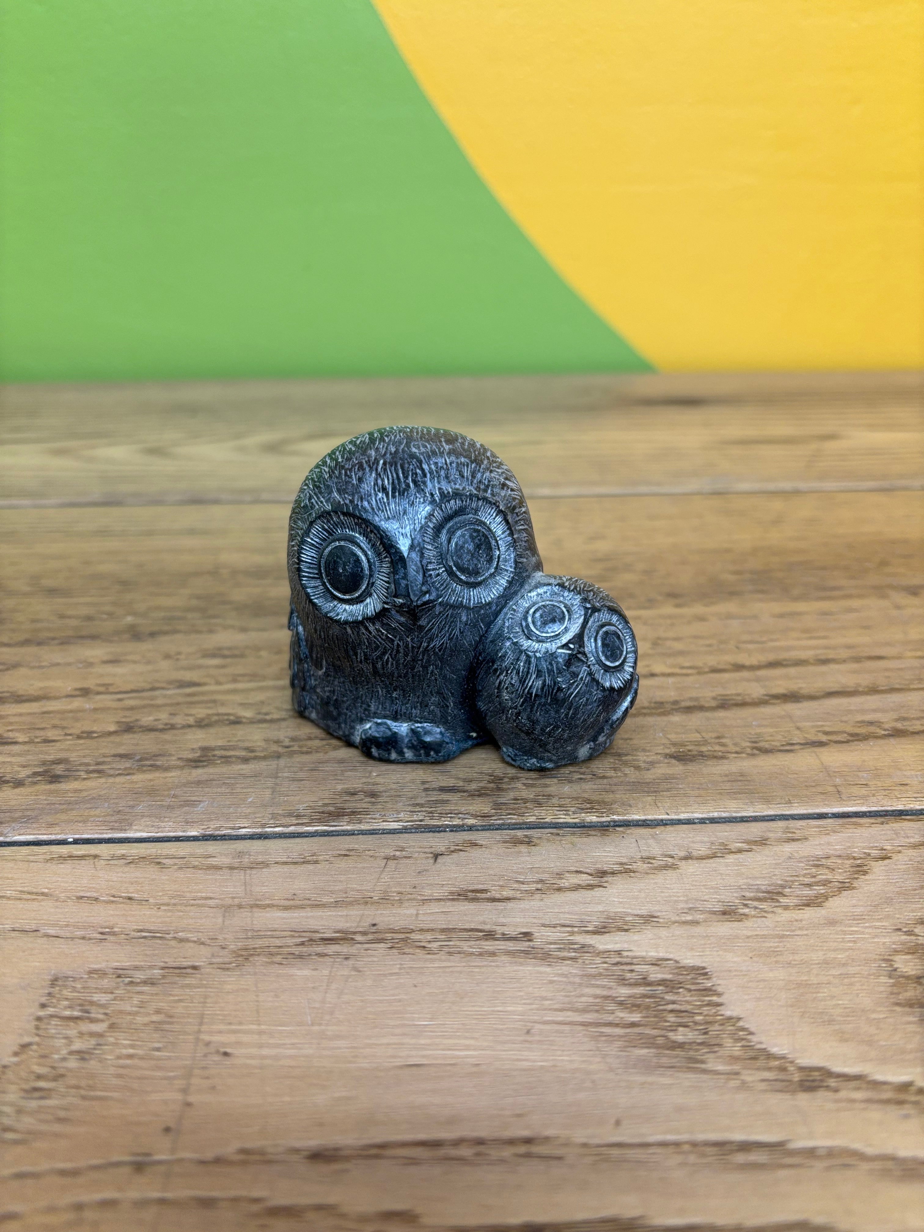 Mother & Baby Owl Sculpture