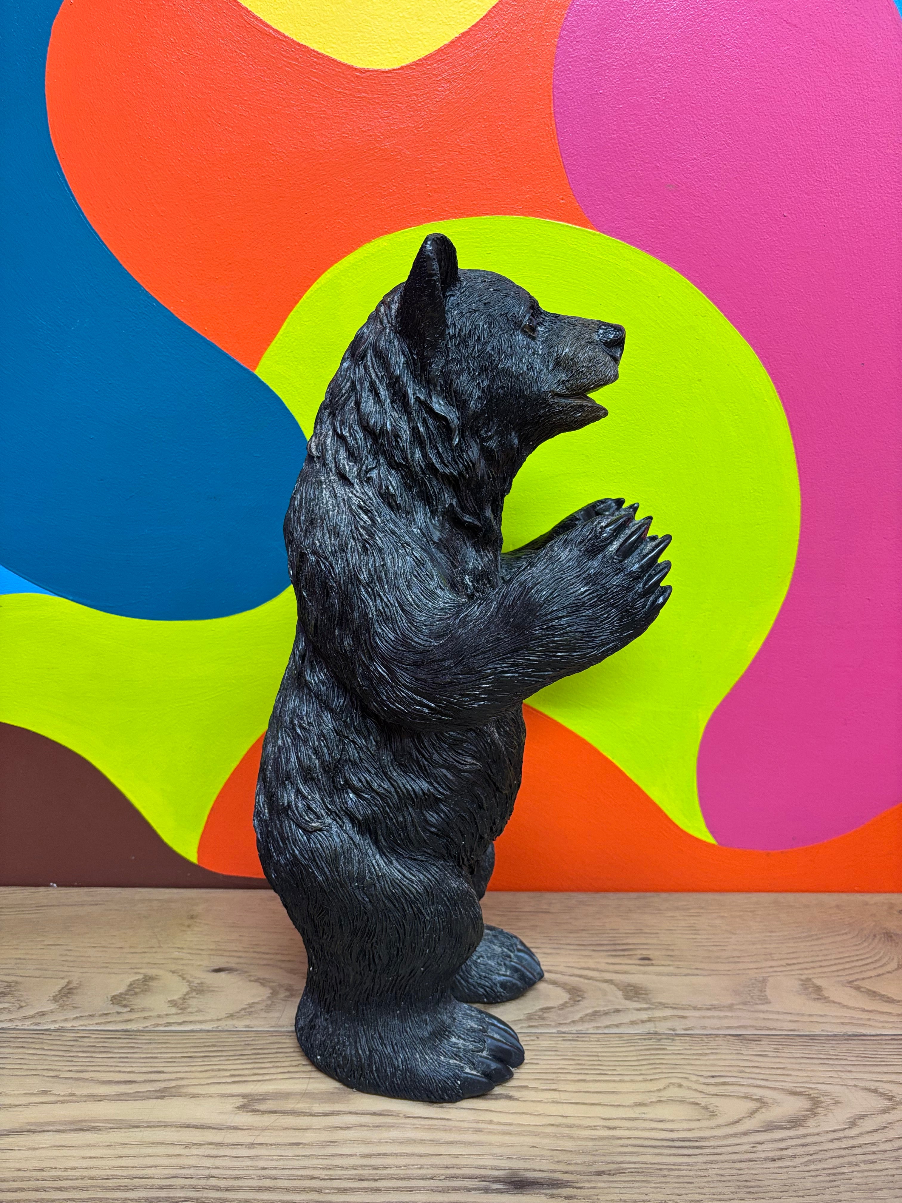 Small Standing Black Bear Toilet Paper Holder