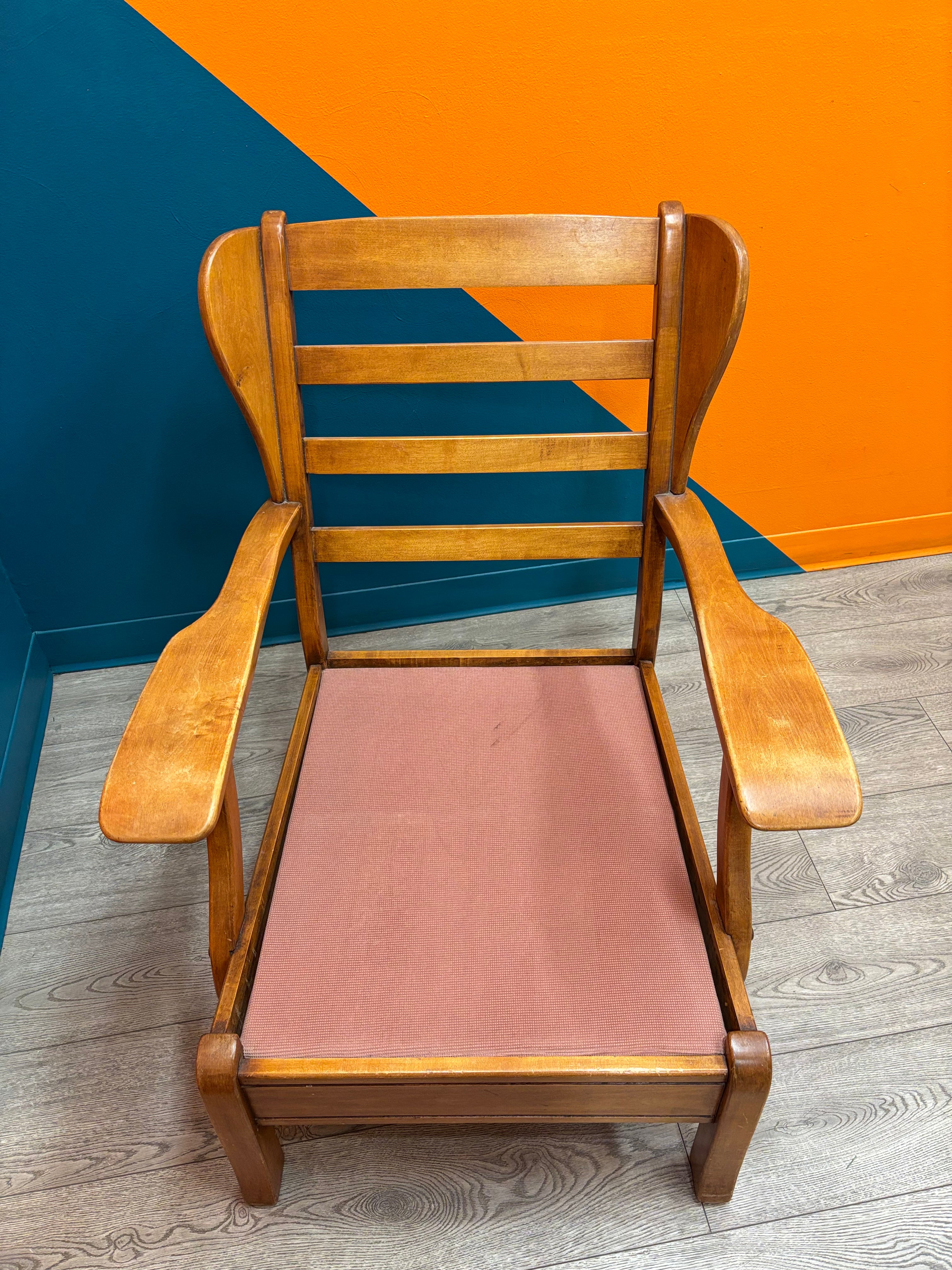 Dusty Rose Wood & Fabric Armchair