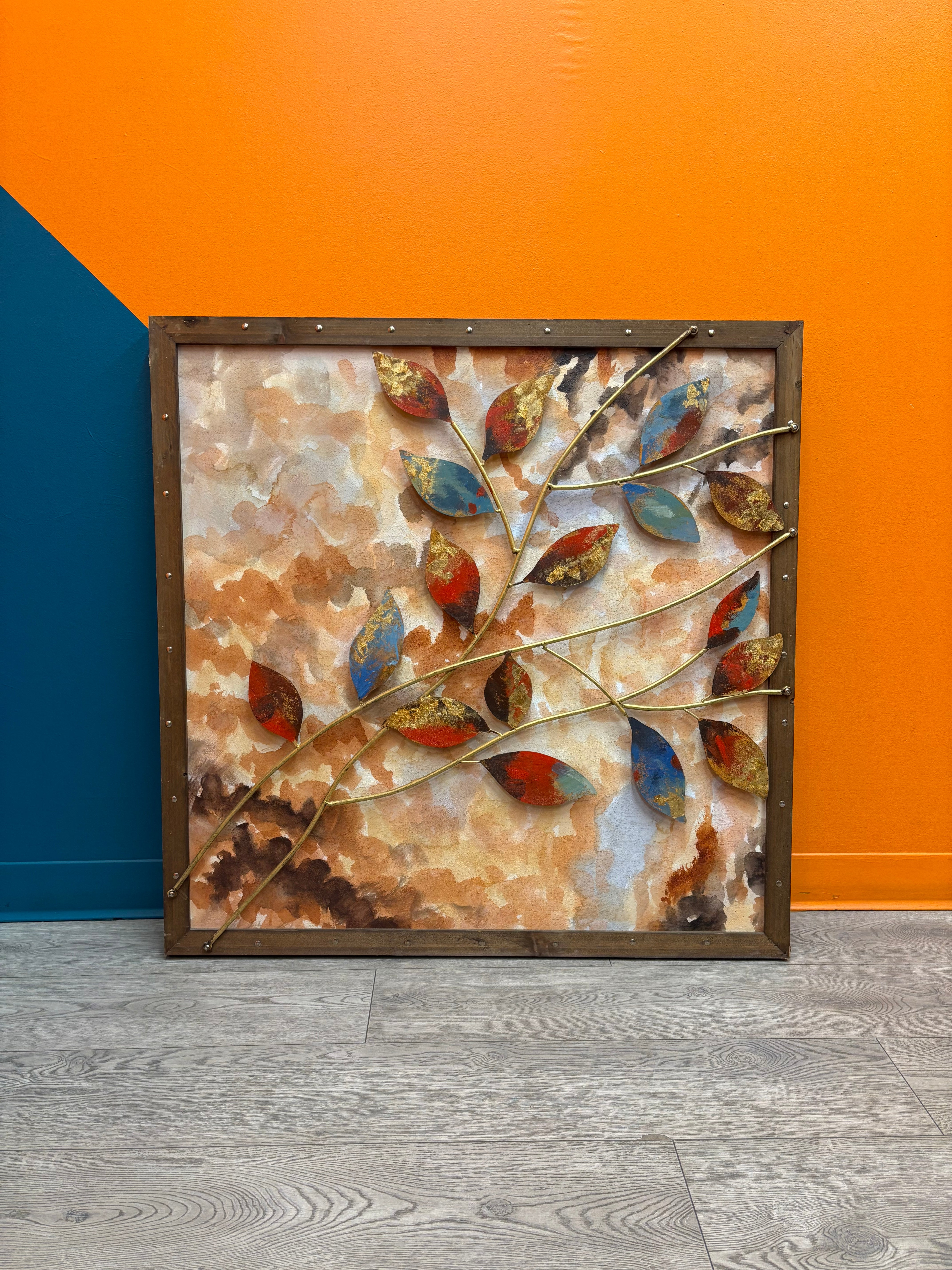 Colorful Metal Leaf Canvas