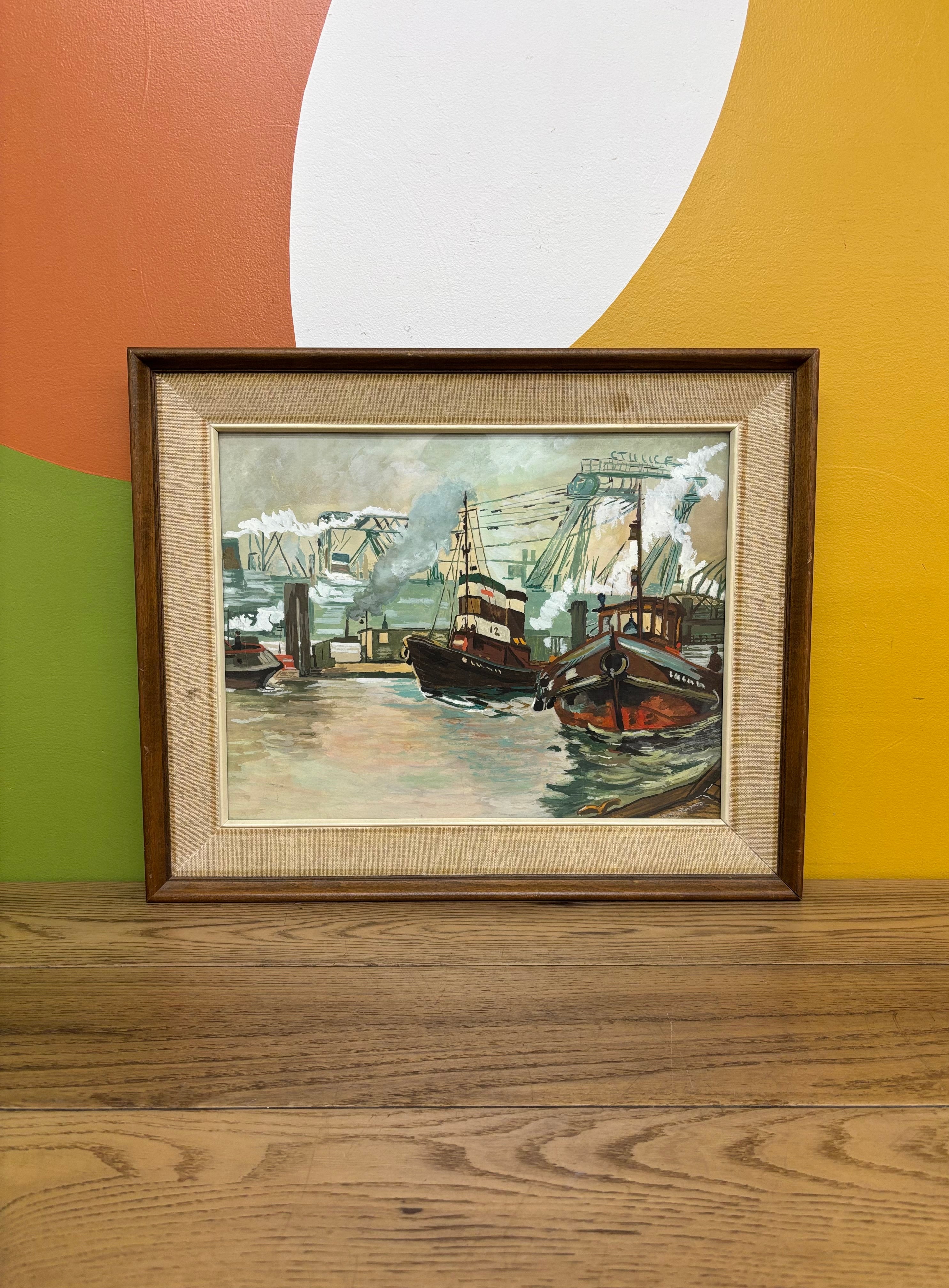 Framed Boat Painting