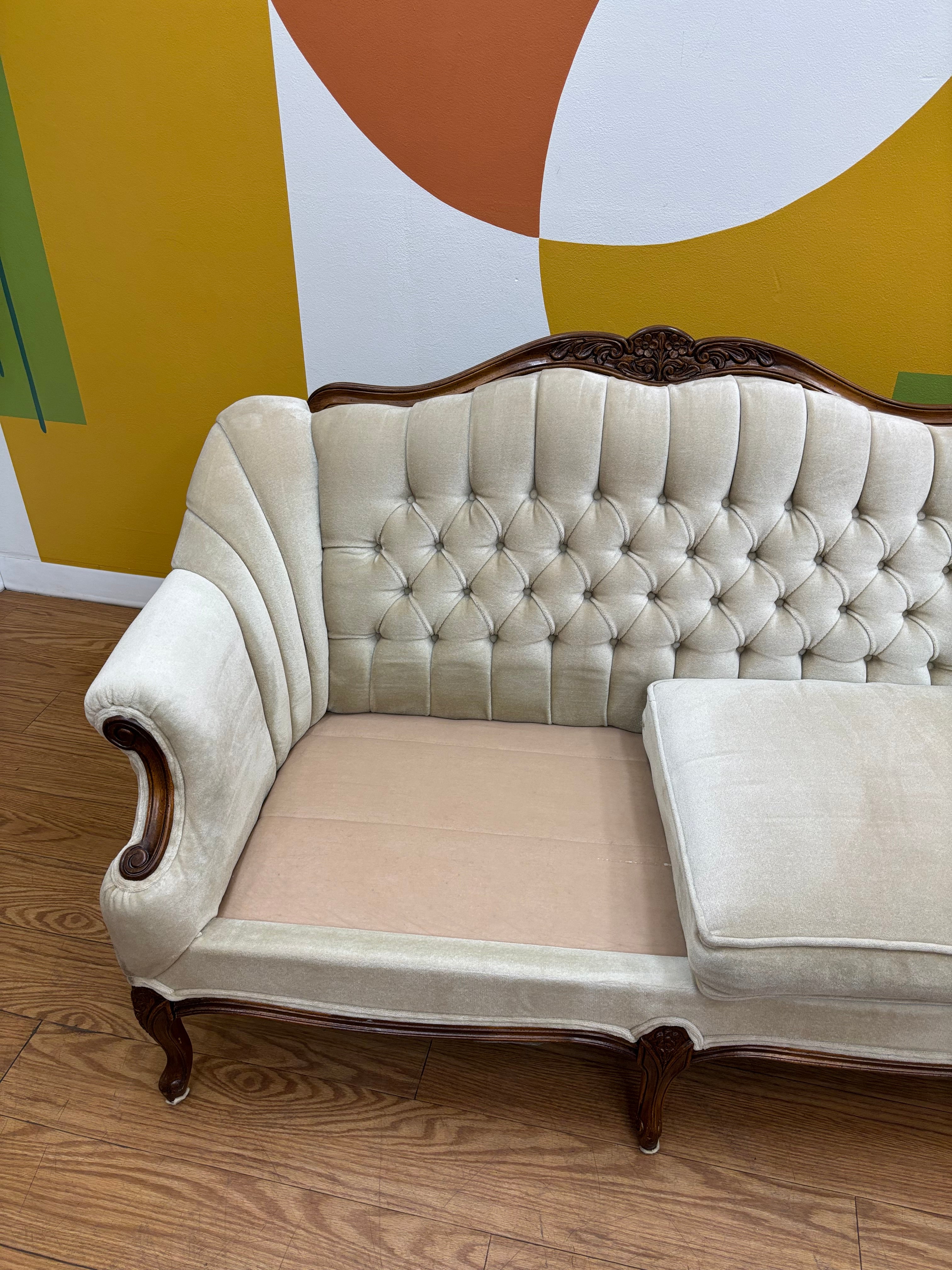 Tufted Cream Loveseat