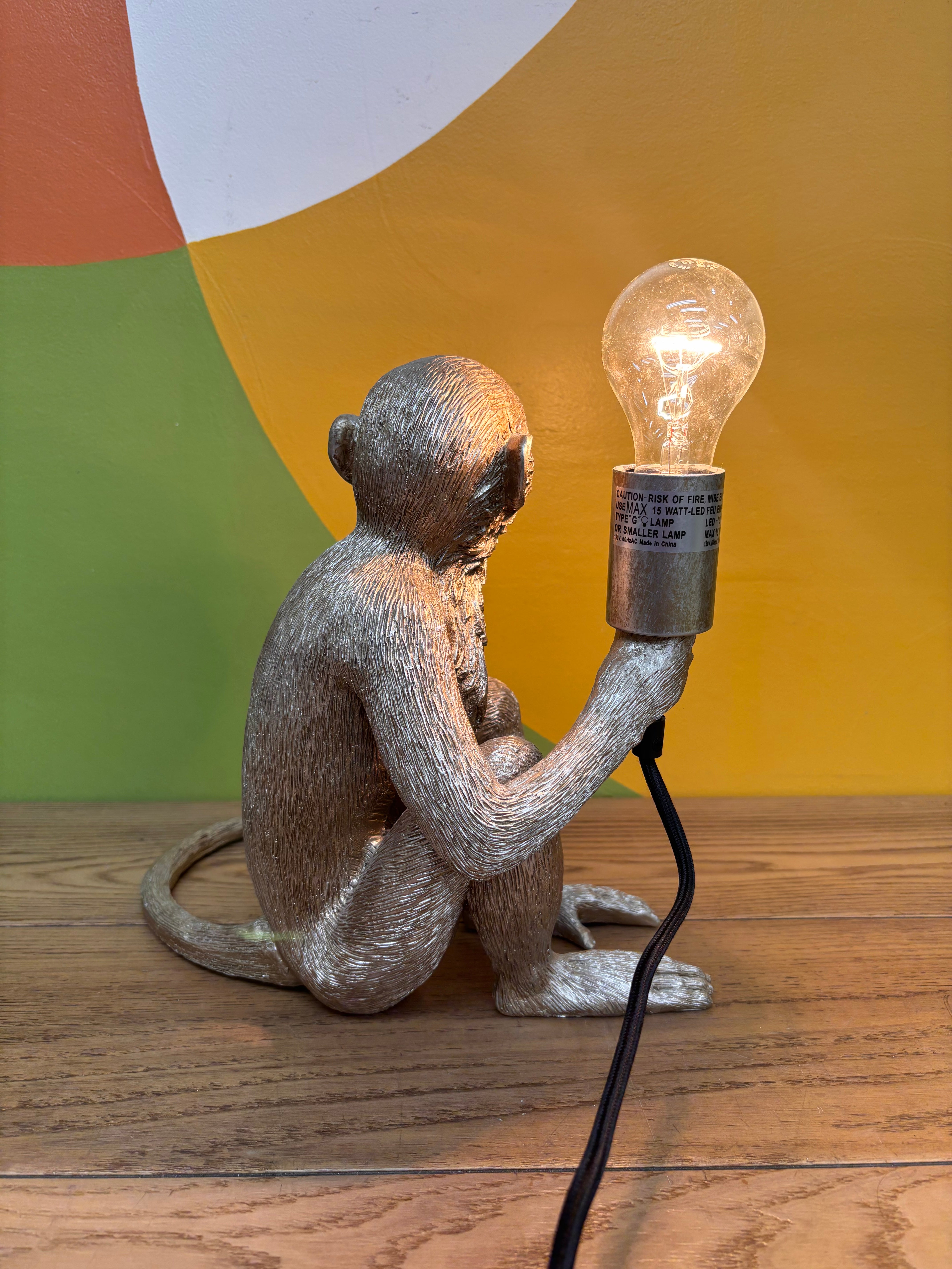 Silver Monkey Lamp