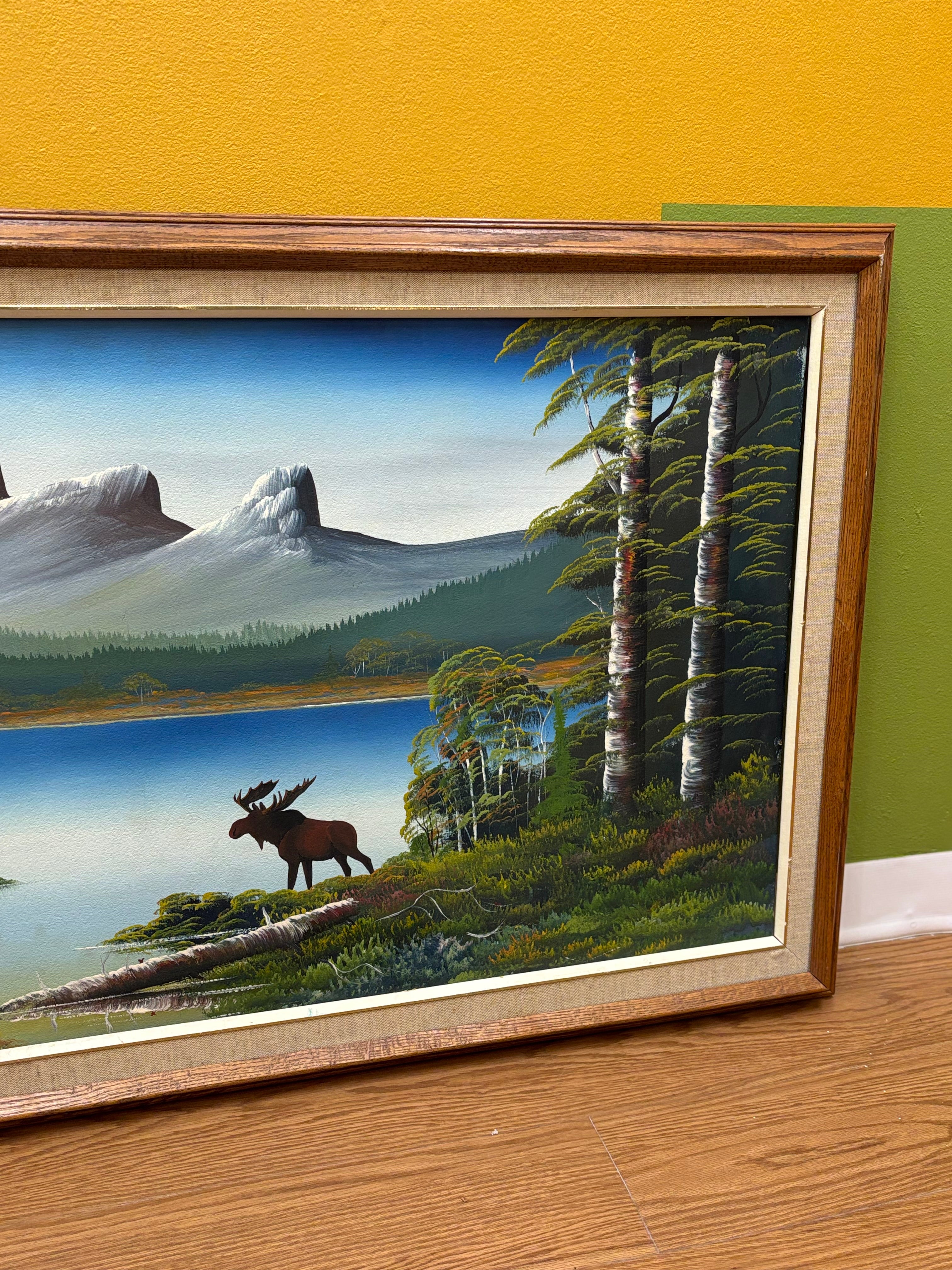 Landscape Painting with Moose