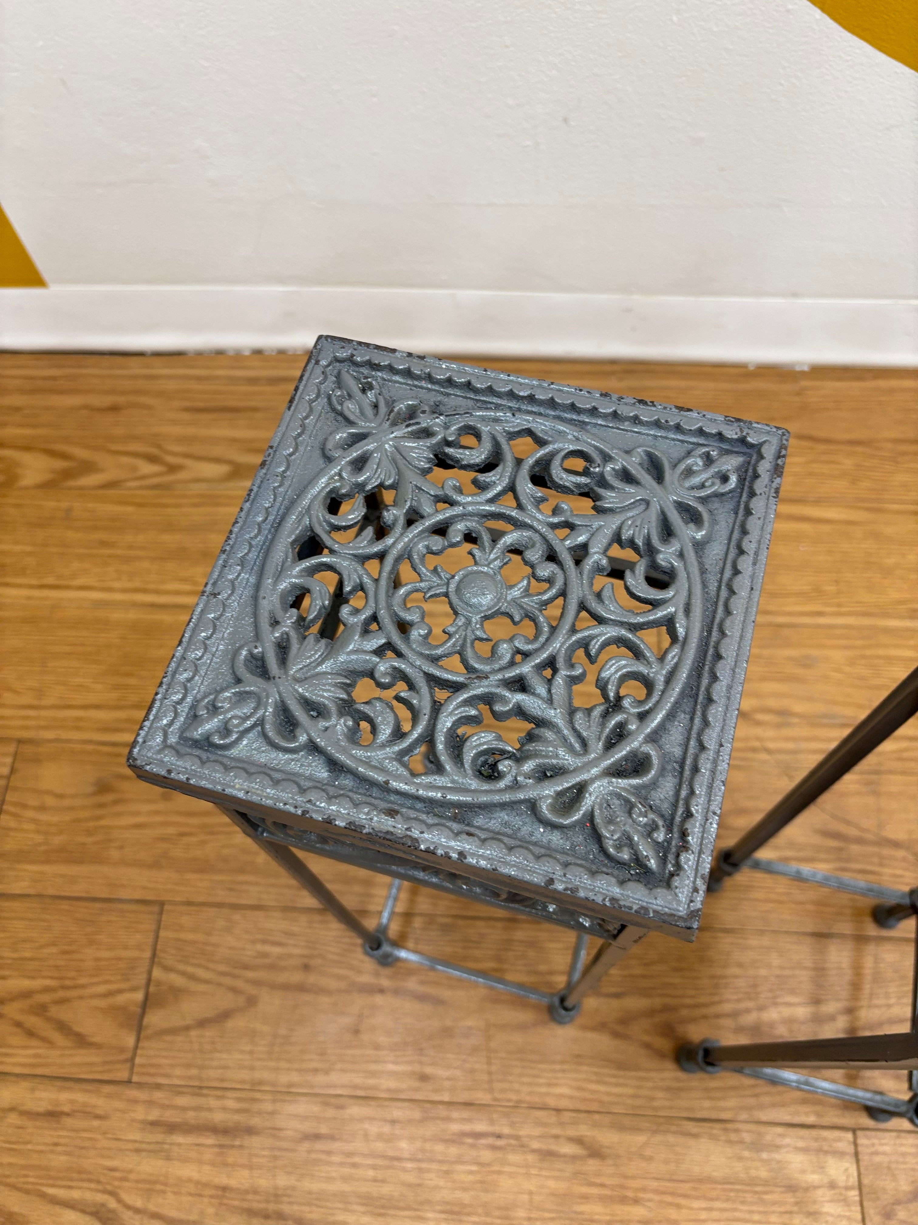 (2) Silver Plant Stands