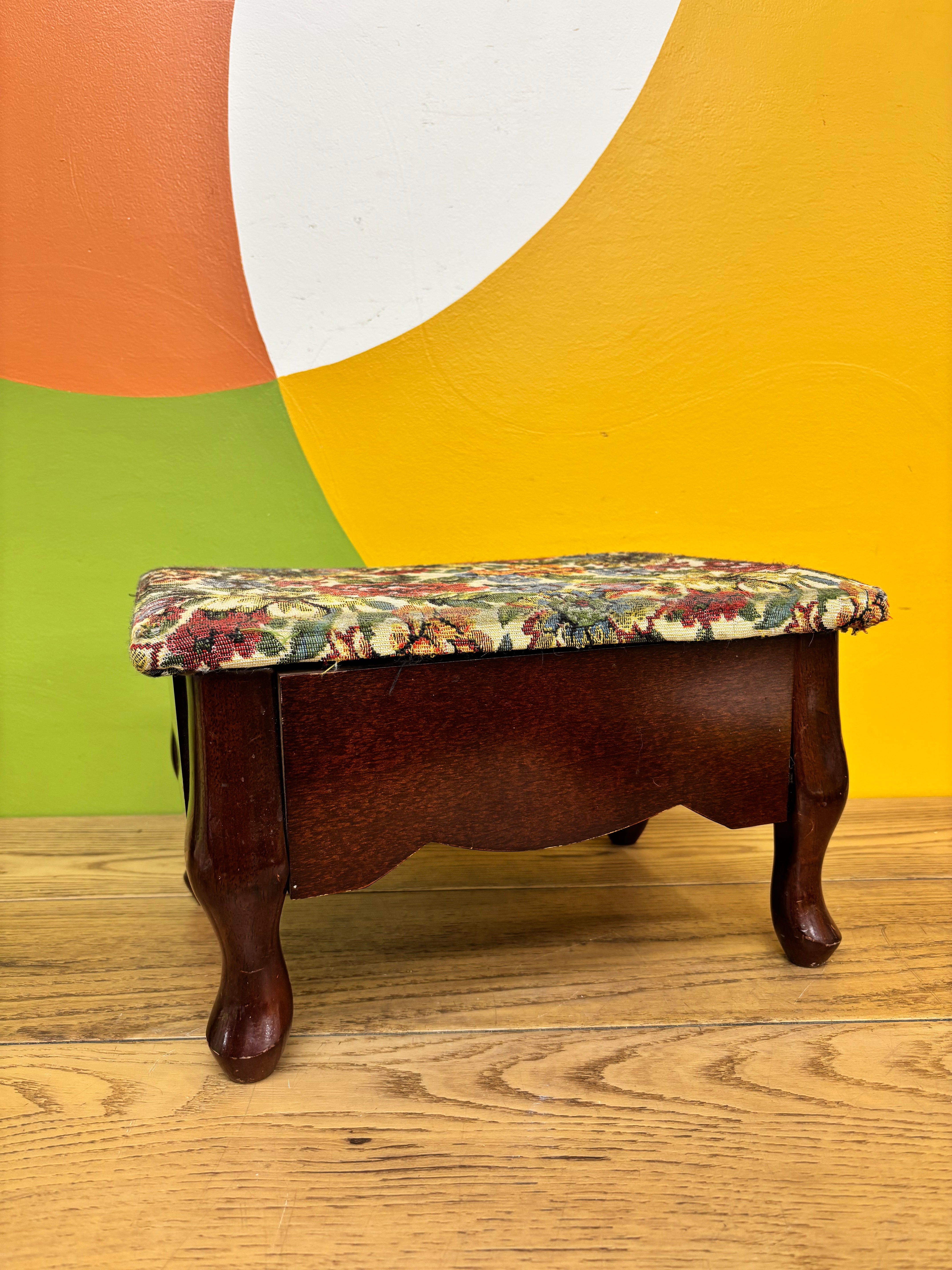 Small Floral Storage Ottoman