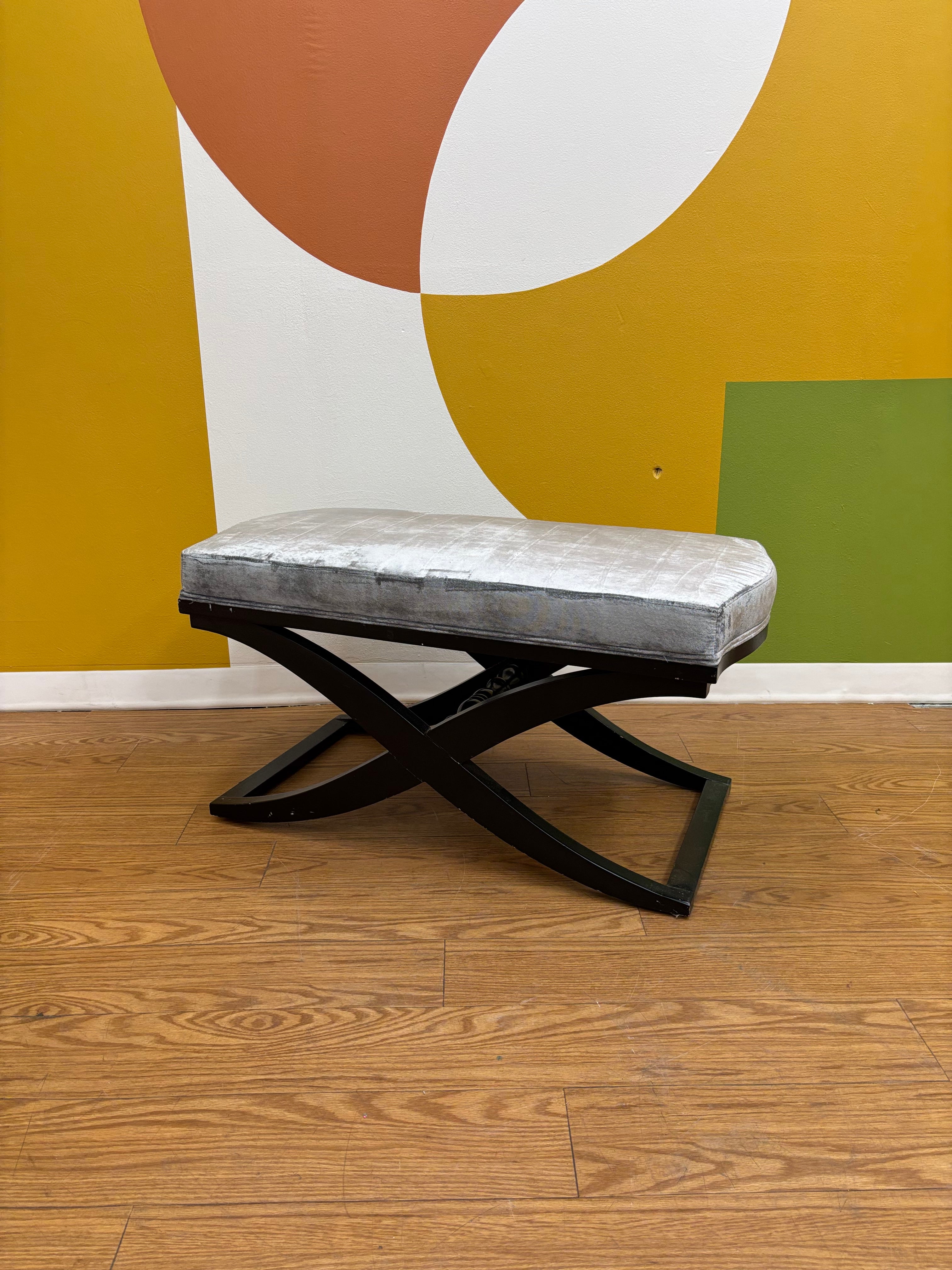 Light Grey Velvet Bench