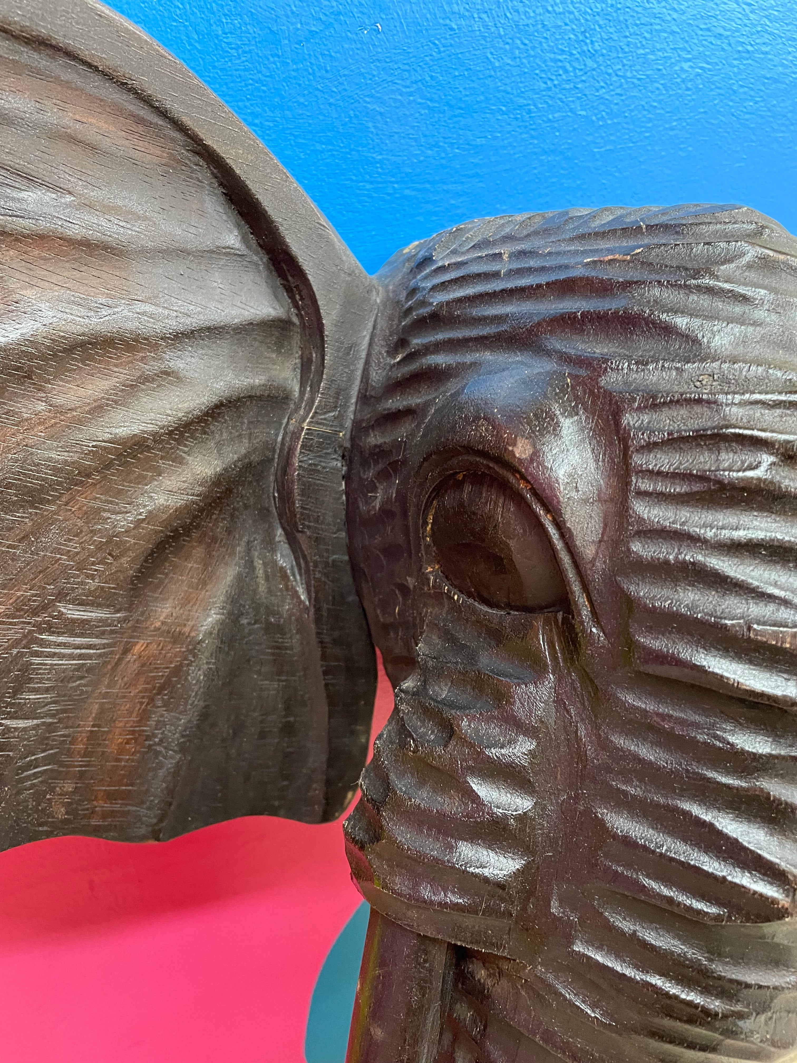 Wood Elephant Head Decor