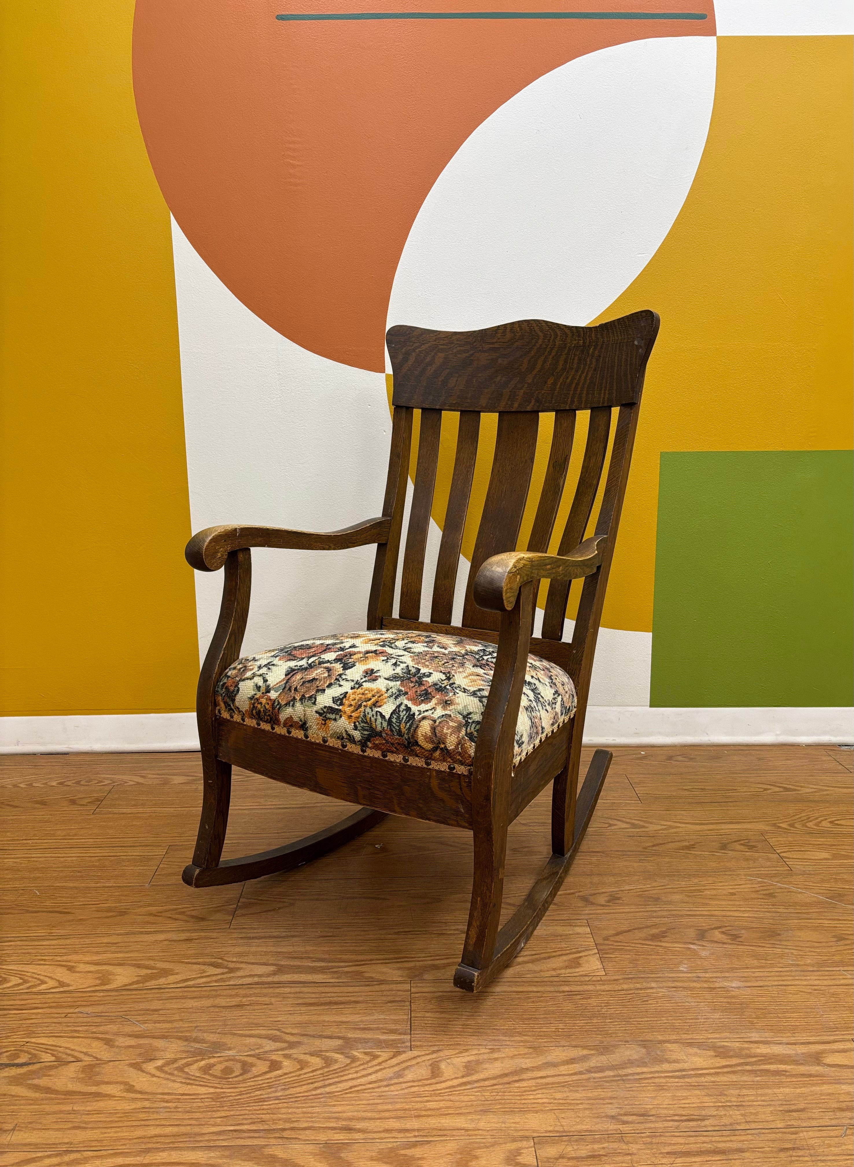 Wood Floral Rocking Chair