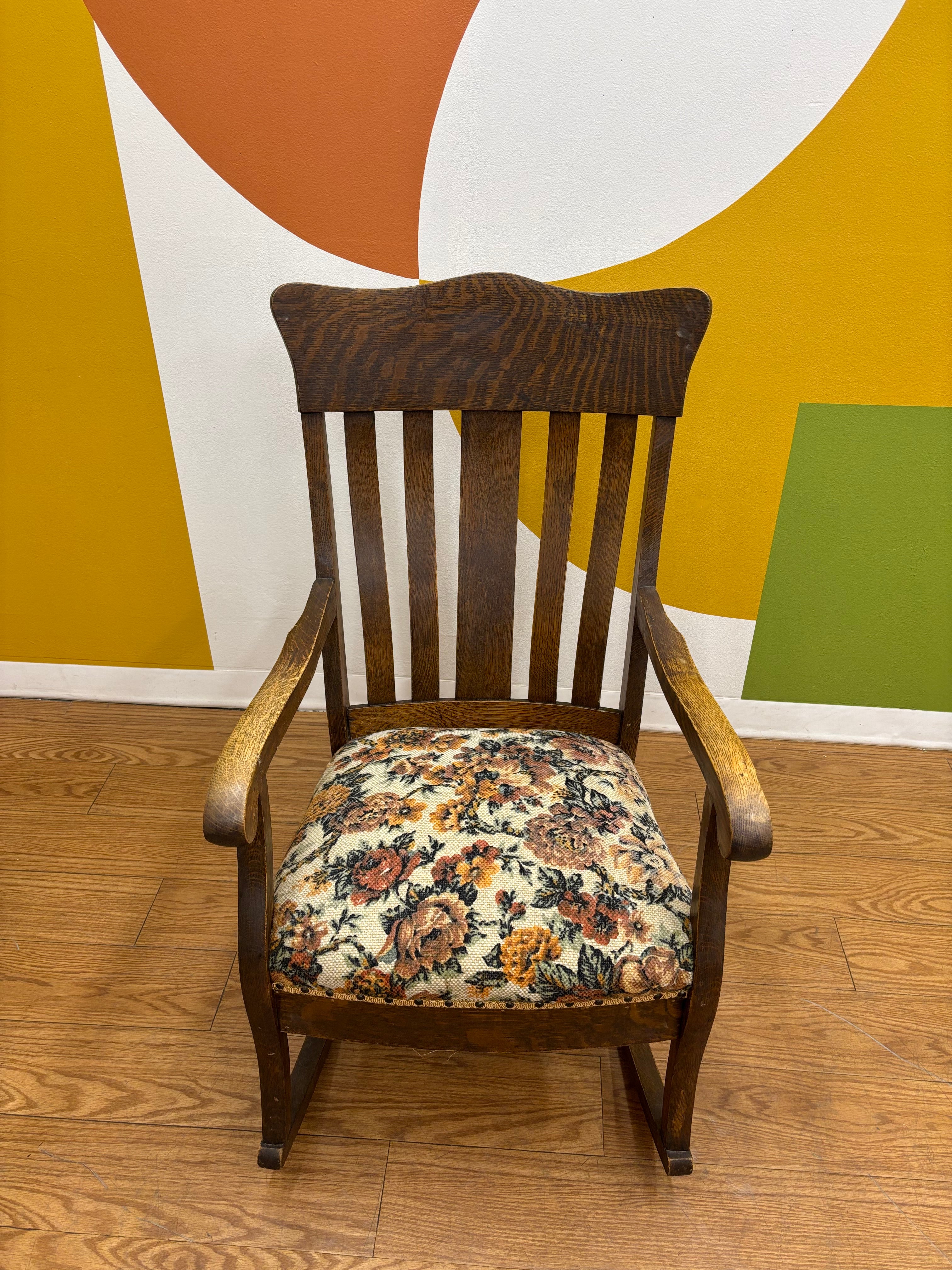 Wood Floral Rocking Chair