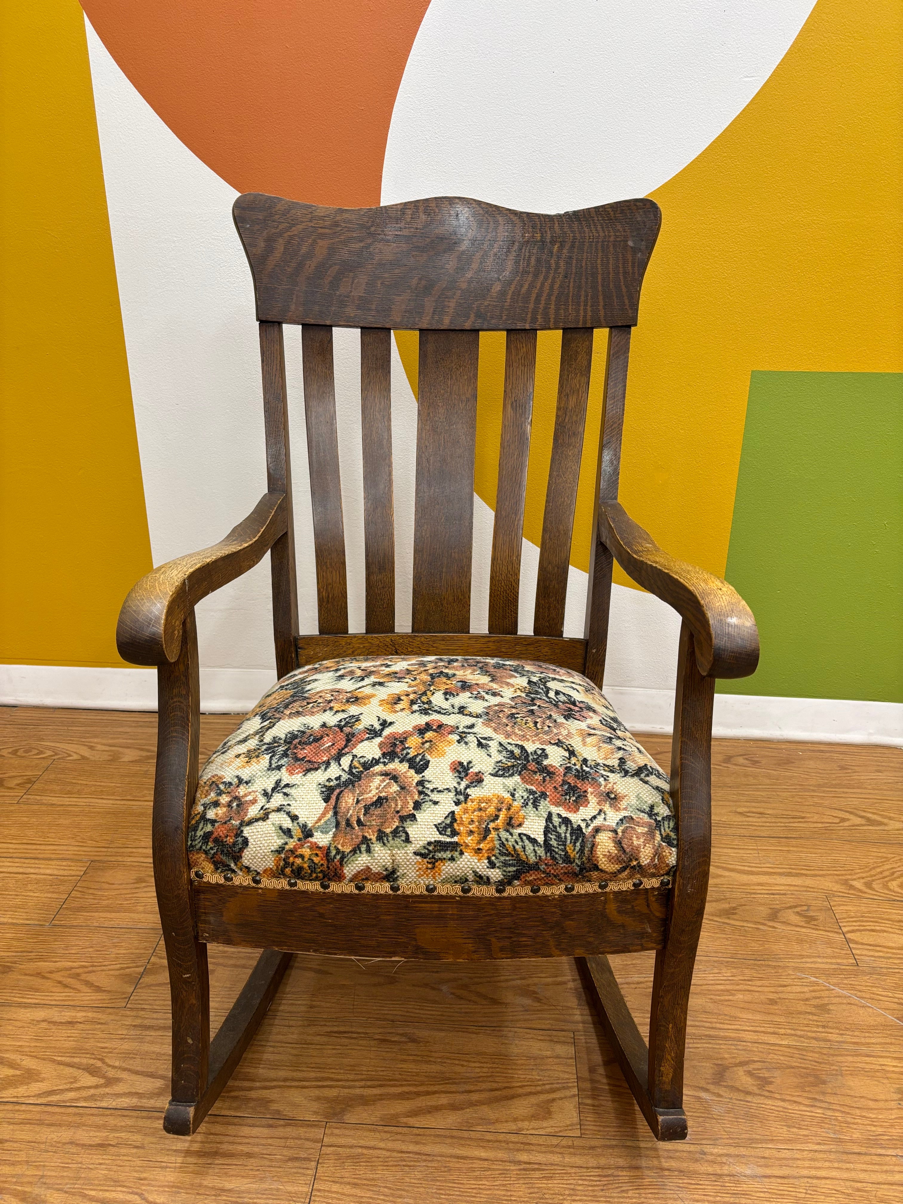 Wood Floral Rocking Chair