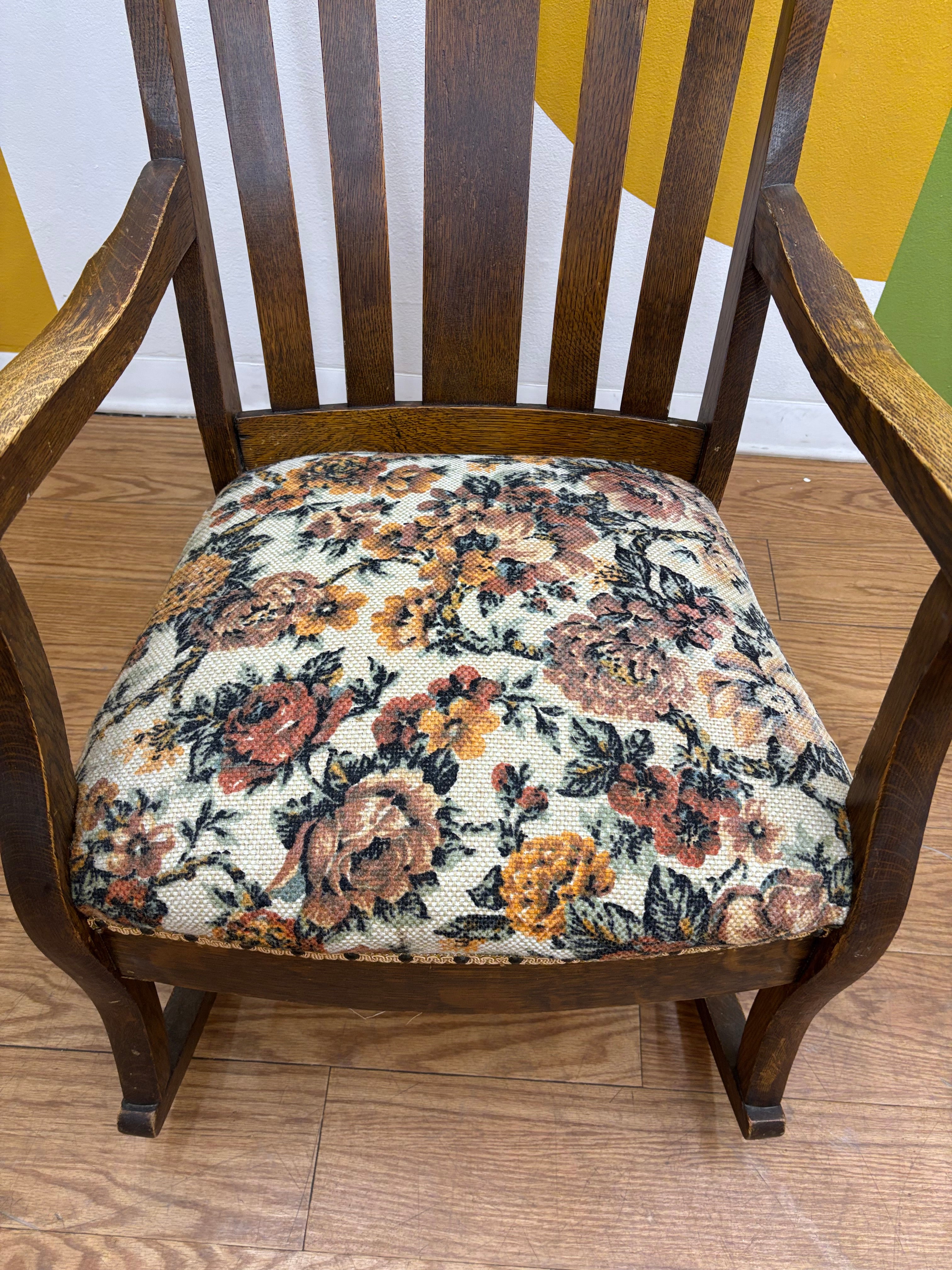 Wood Floral Rocking Chair